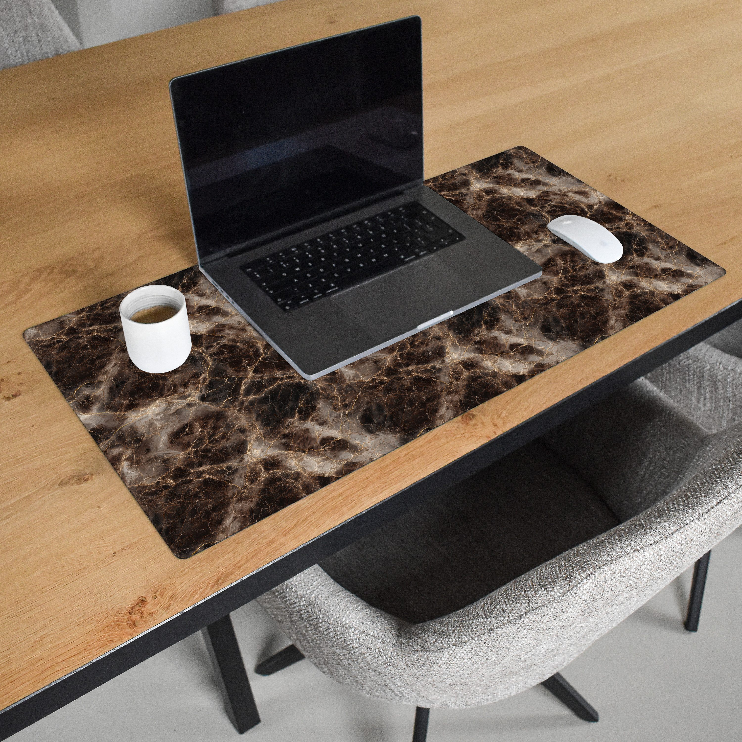 MuchoWow Gaming Mauspad Braun - Gold - Marmor (1-St), Gaming Mauspad XXL, Schreibtischunterlage, Desk Mat Groß, 80x40 cm – Bild 3 von 5