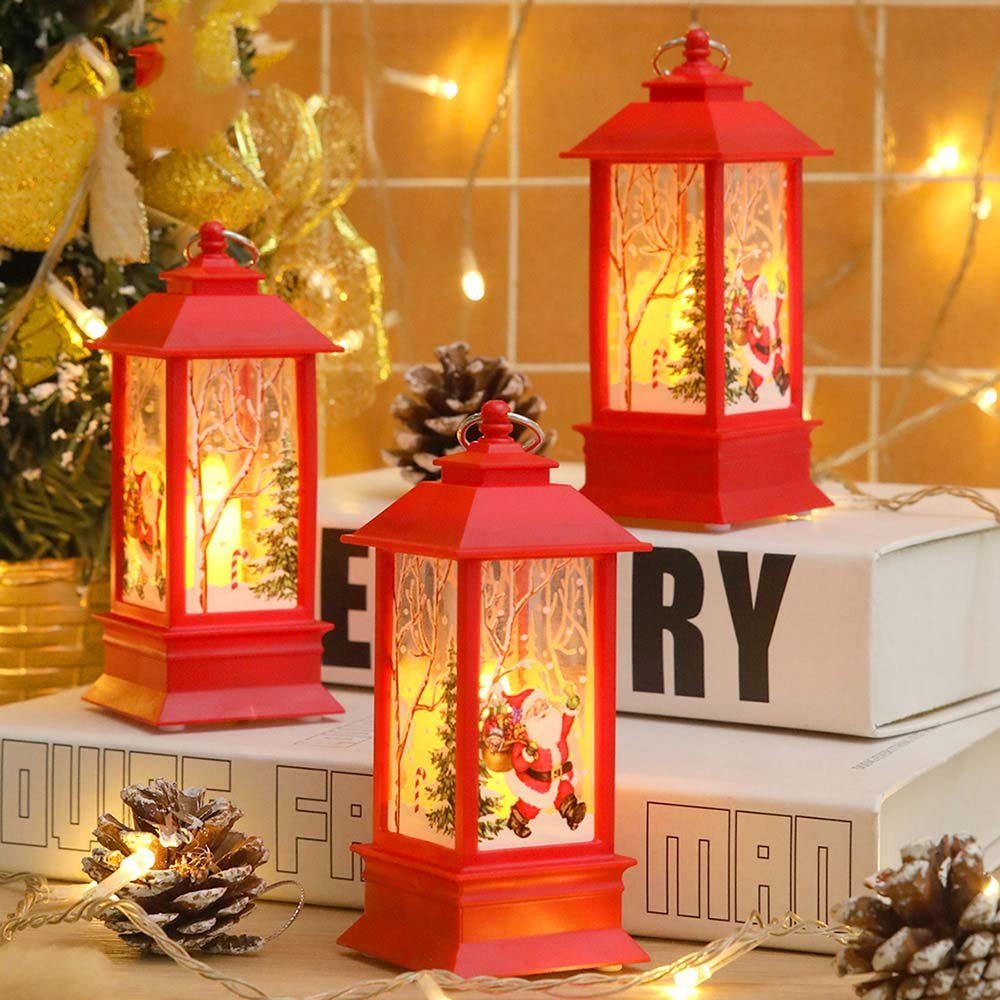 Rosnek Flammenlose Tisch für Batterie, Warmweiß Hängelaternen, Dekolicht Weihnachtsbaum Deko, LED Rot