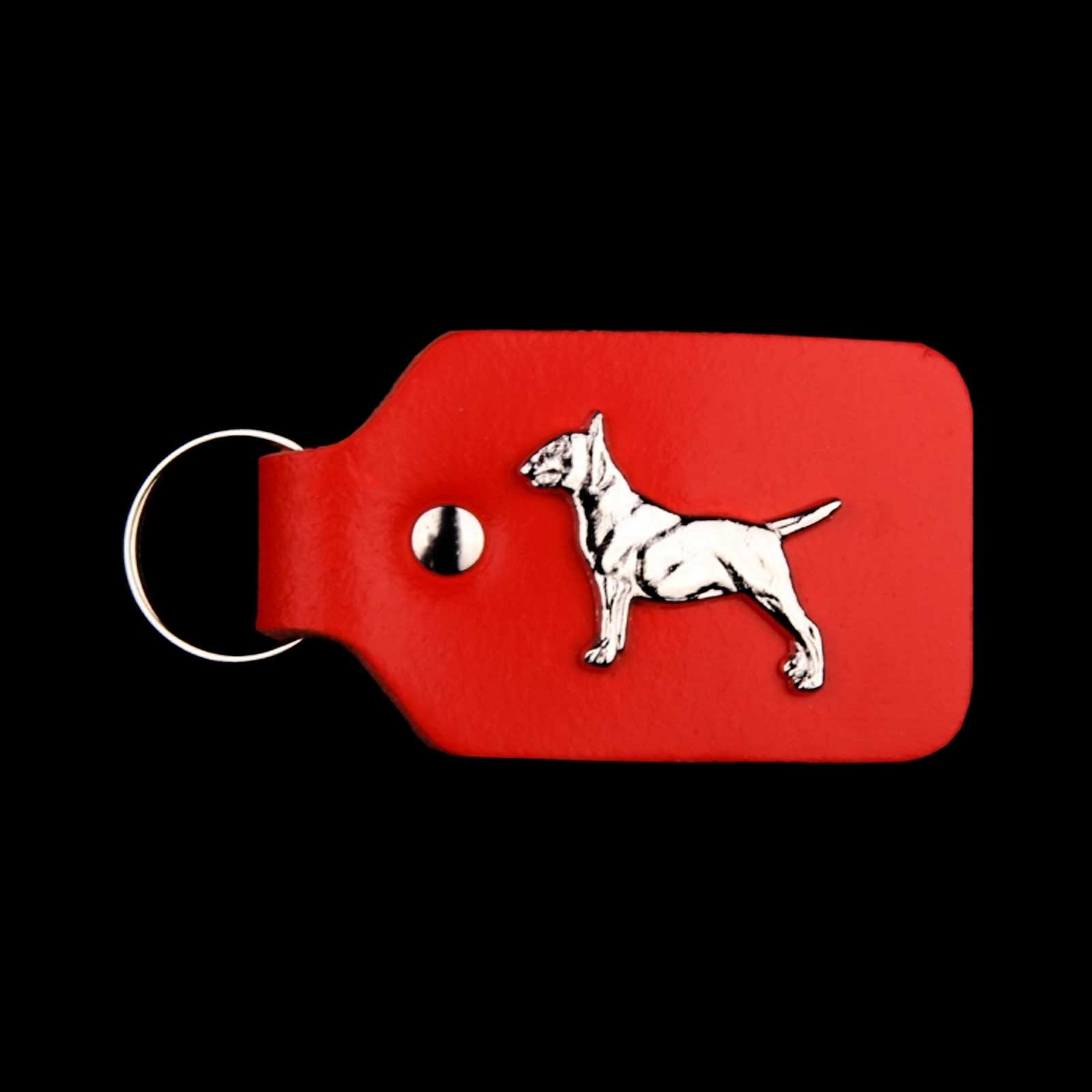 Schlüsselanhänger Set Bullterrier Schlüsselanhänger aus Leder in rot