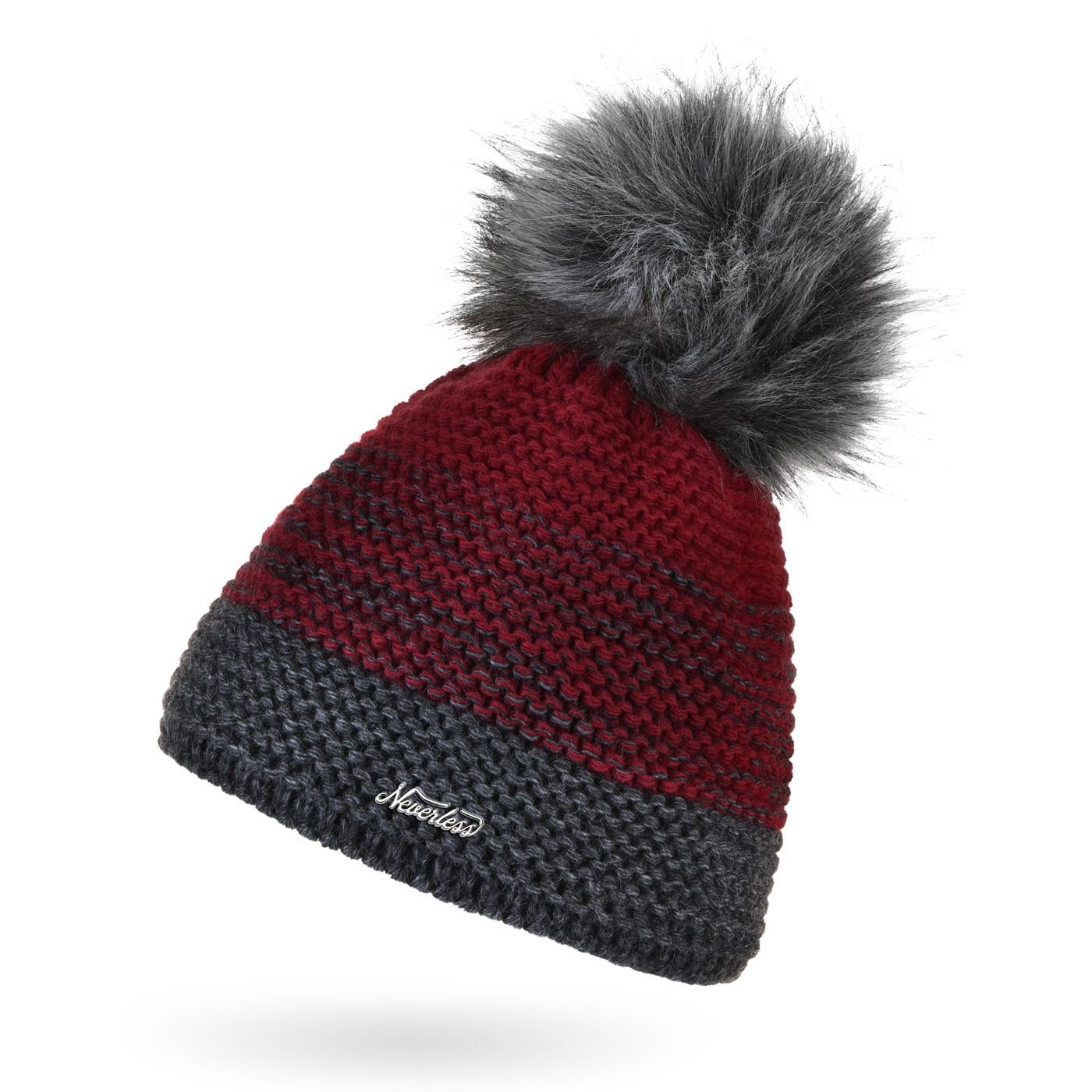 Neverless Bommelmütze Damen Mütze gefüttert Fleece-Innenfutter Fell-Bommel günstig online kaufen