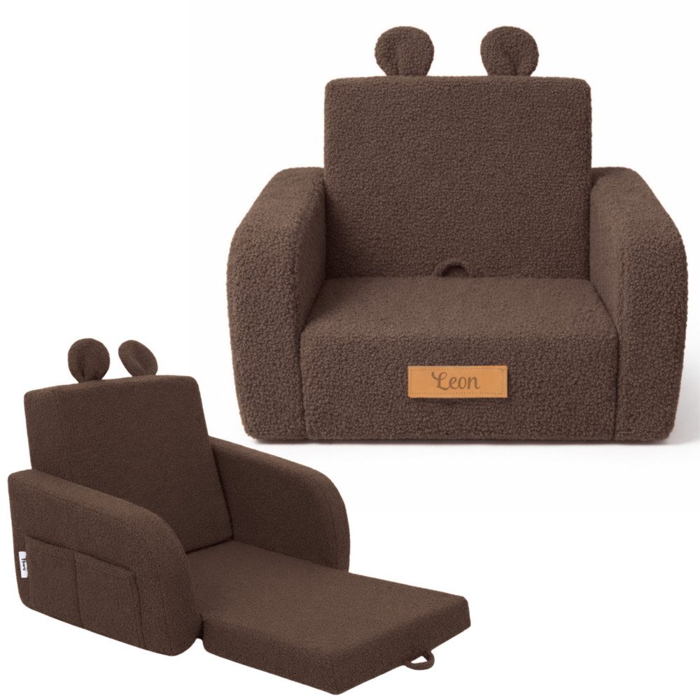 Flumi Kindersessel Klappbarer Kindersitz, 2-in-1-Liegefunktion; Klett-Patch; Bezug abnehmbar; rutschfest