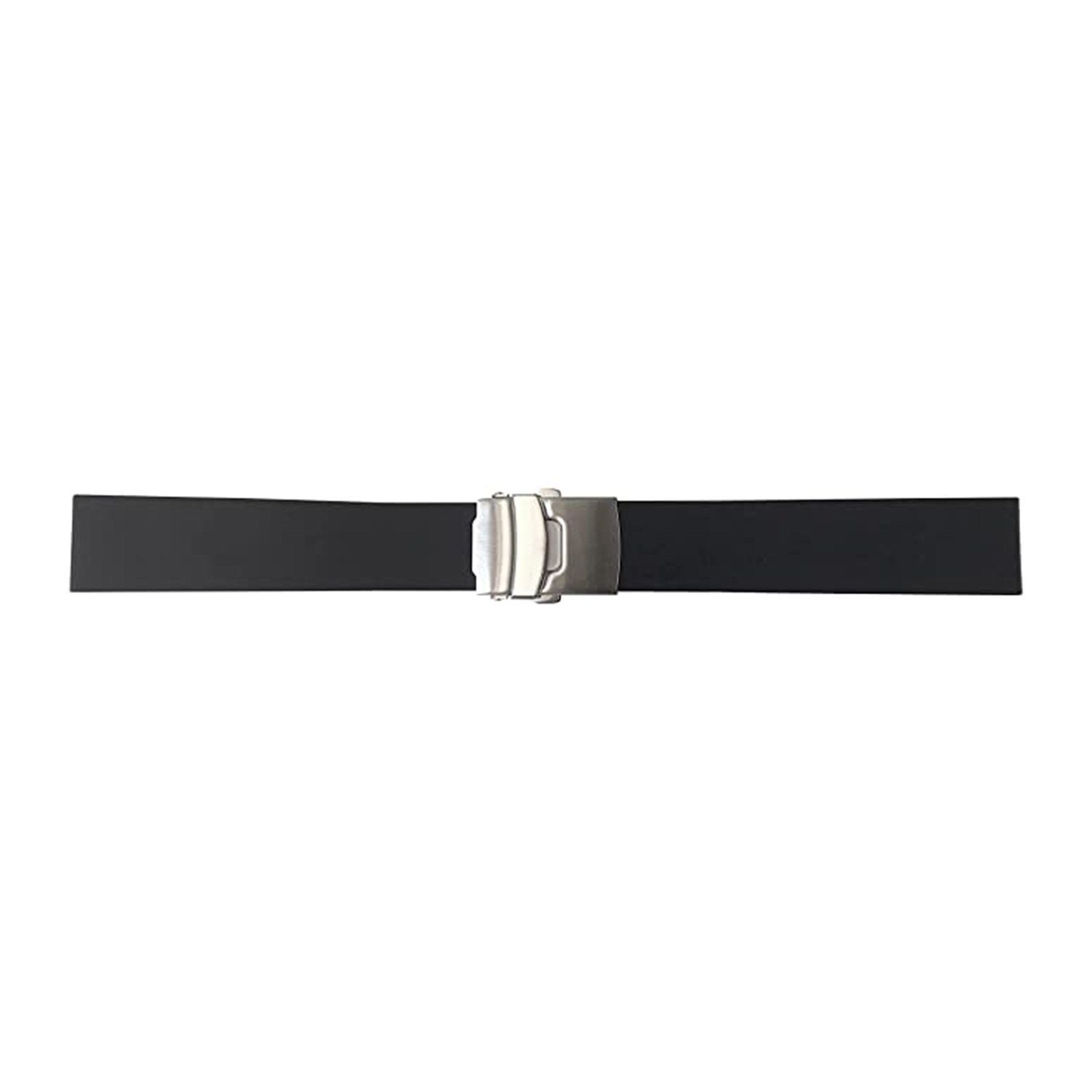 Selva Technik Uhrenarmband Kautschukband, Schwarz, mit Faltschließe, Uhrenarmband 20 mm schwarz