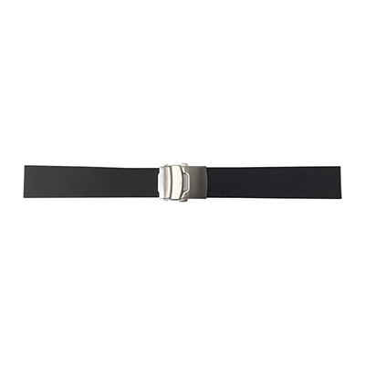 Selva Technik Uhrenarmband Kautschukband, Schwarz, mit Faltschließe, Uhrenarmband