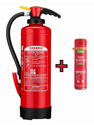 BAVARIA Brandschutz Schaum-Feuerlöscher Brandschutzduo für jeden Haushalt, Wasser und Schaummittel, Für Brände in Haushalt und Küche