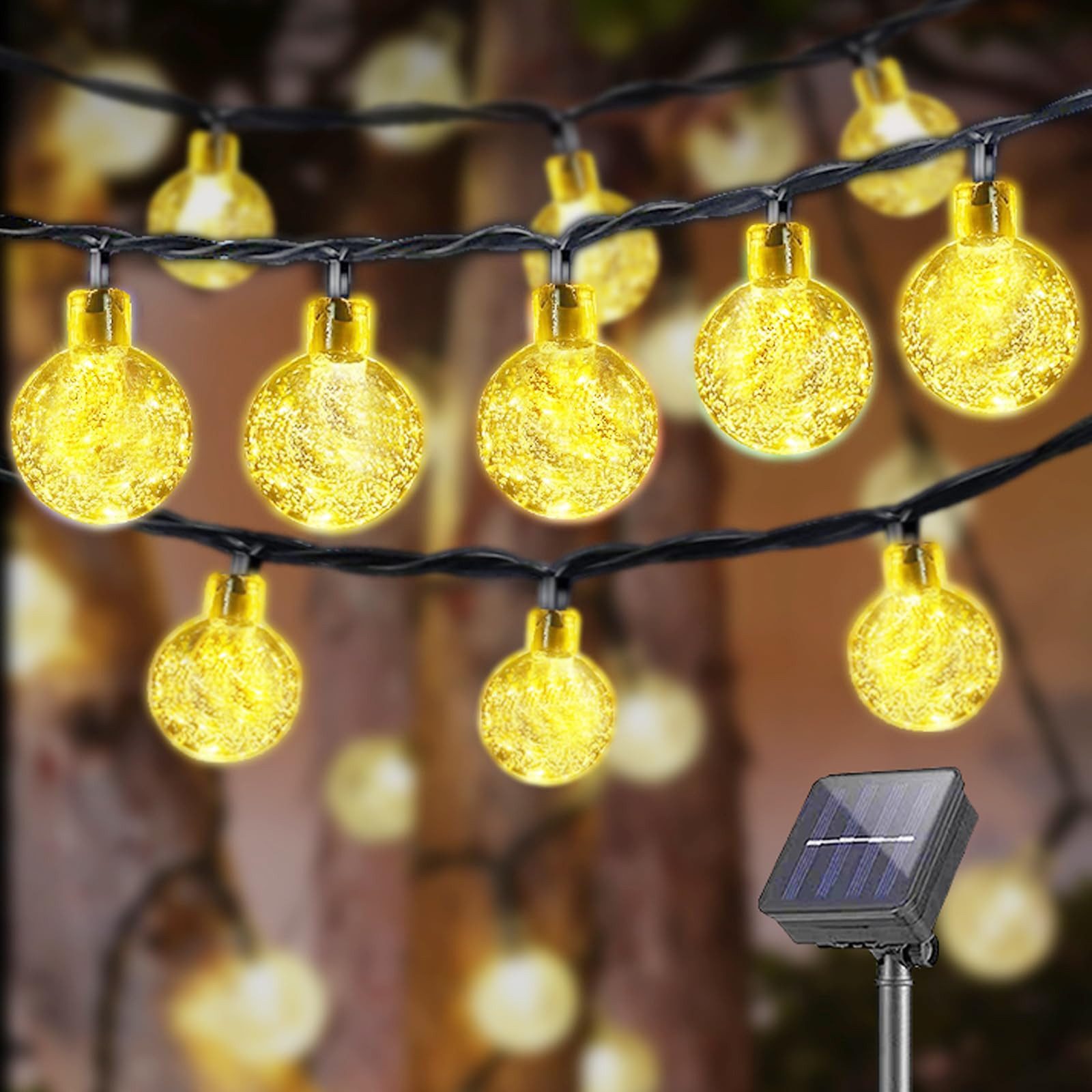 LQWELL LED Solarleuchte LED Kugeln Lichterkette Aussen Solar Gartenleuchte, günstig online kaufen