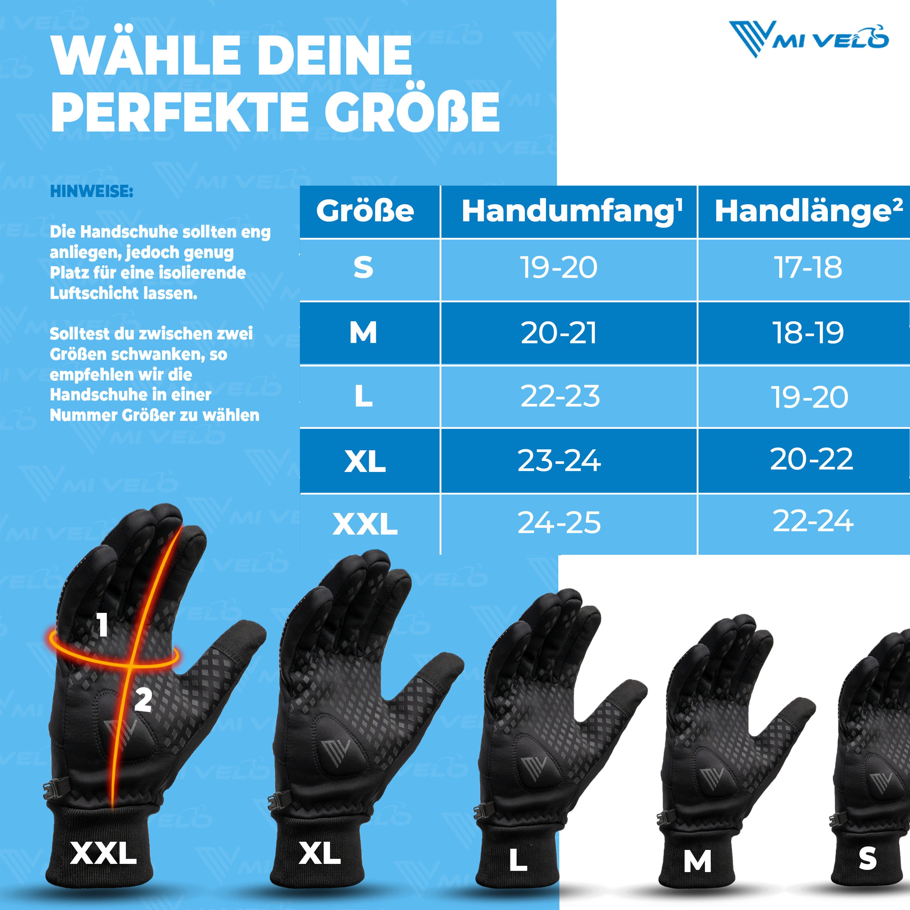 MIVELO Fahrradhandschuhe warme Winterhandschuhe wasserabweisend winddicht mit Touchscreen Funktion