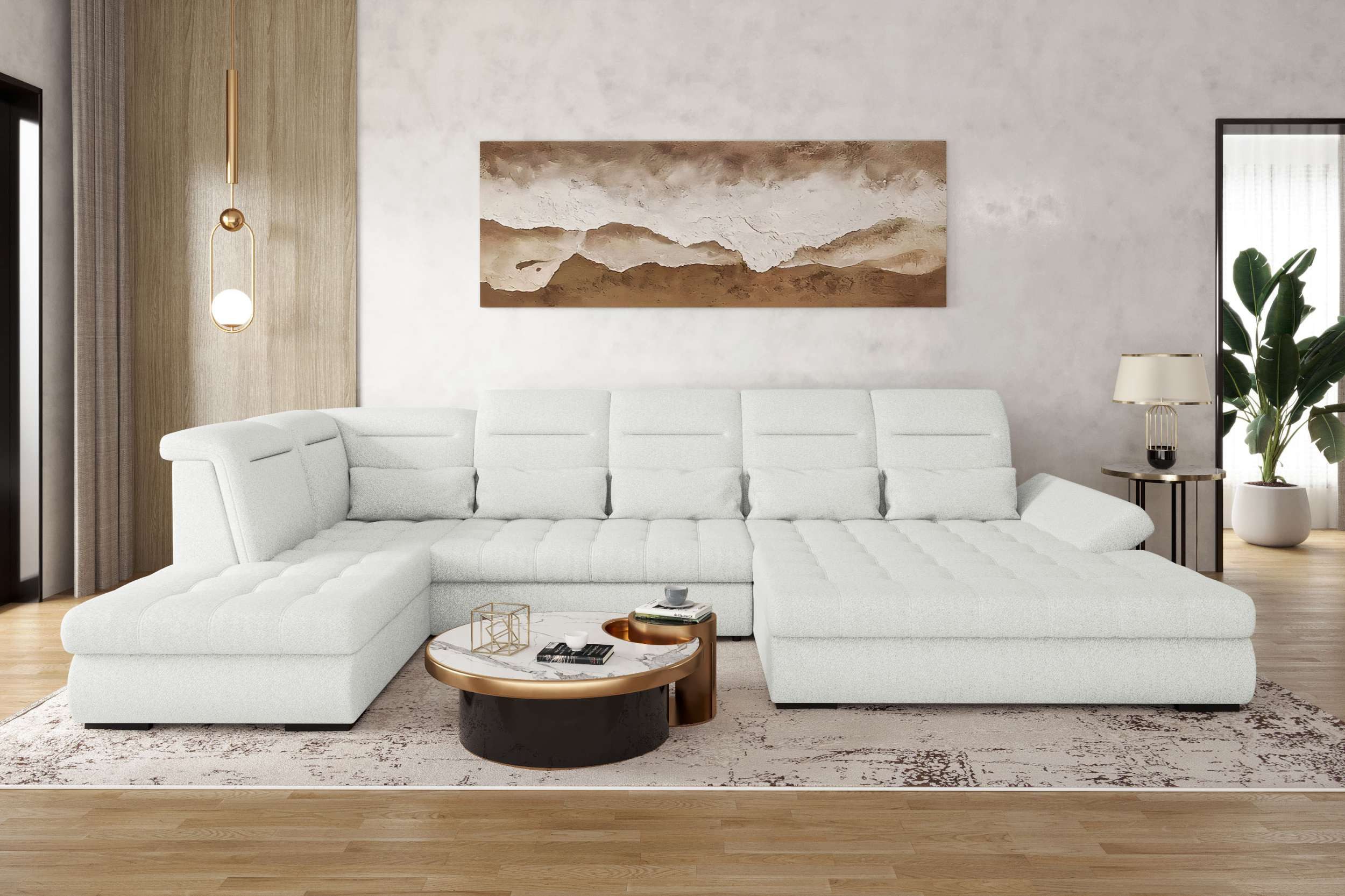 99rooms Wohnlandschaft Toscana, Sofa, U-Form, Rundumbezug aus Strukturstoff günstig online kaufen