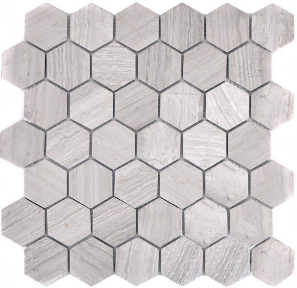 Mosani Mosaikfliesen Hexagon Marmormosaik matt 10 Matten grau Mosaikfliesen 