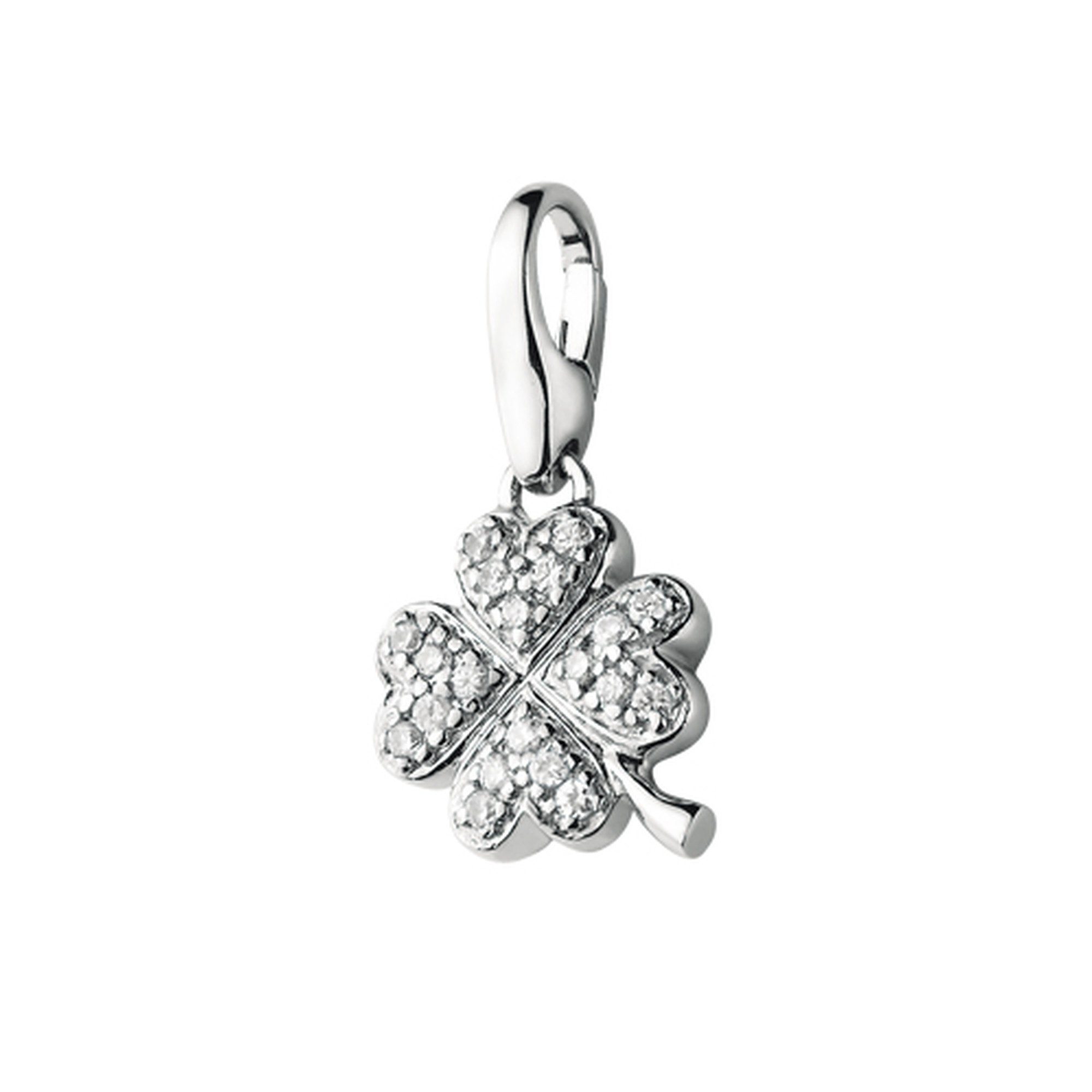 Charm-Einhänger Kleeblatt mit Zirkonia, Silber 925
