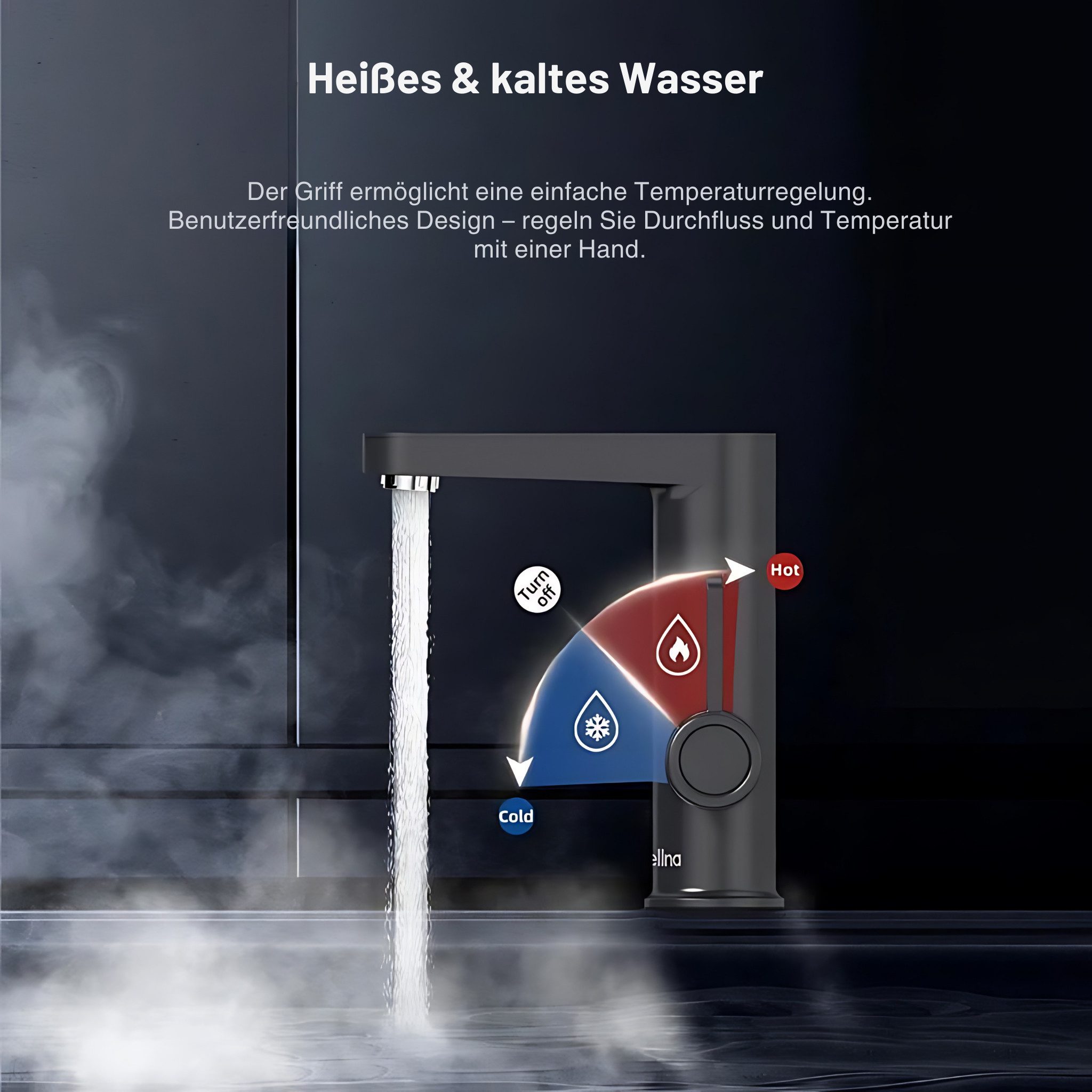 Briwellna Elektrischer Wasserhahn Elektrischer Durchlauferhitzer Wasserhahn, Festanschluss-Anschluss, für Warmwasser, Komplettset, Direkt einsatzbereit - Alles enthalten