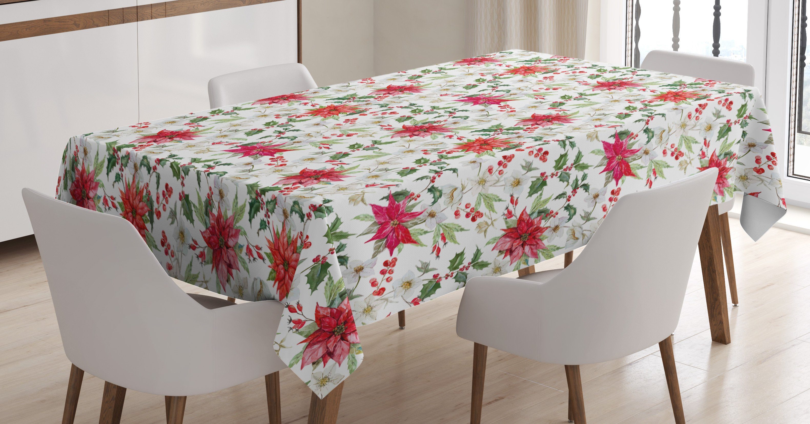 den Rowan Poinsettia Abakuhaus Tischdecke Für Bereich geeignet Klare Waschbar Farben, Außen Aquarell Farbfest