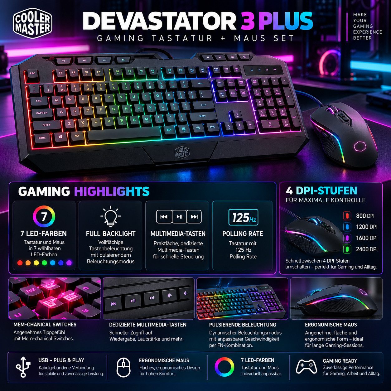 Meinpc AMD Ryzen 7 Gaming Komplett-Set PC-Komplettsystem (27,00", AMD Ryzen 7 5700G, Radeon Vega, 32 GB RAM, 500 GB SSD, Windows 11 Pro) – Bild 3 von 5