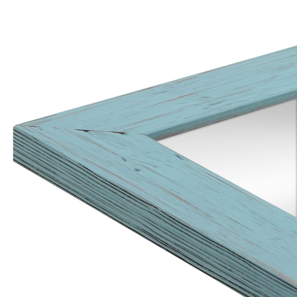 WANDStyle Wandspiegel H750, Blau, aus Massivholz im Landhausstil