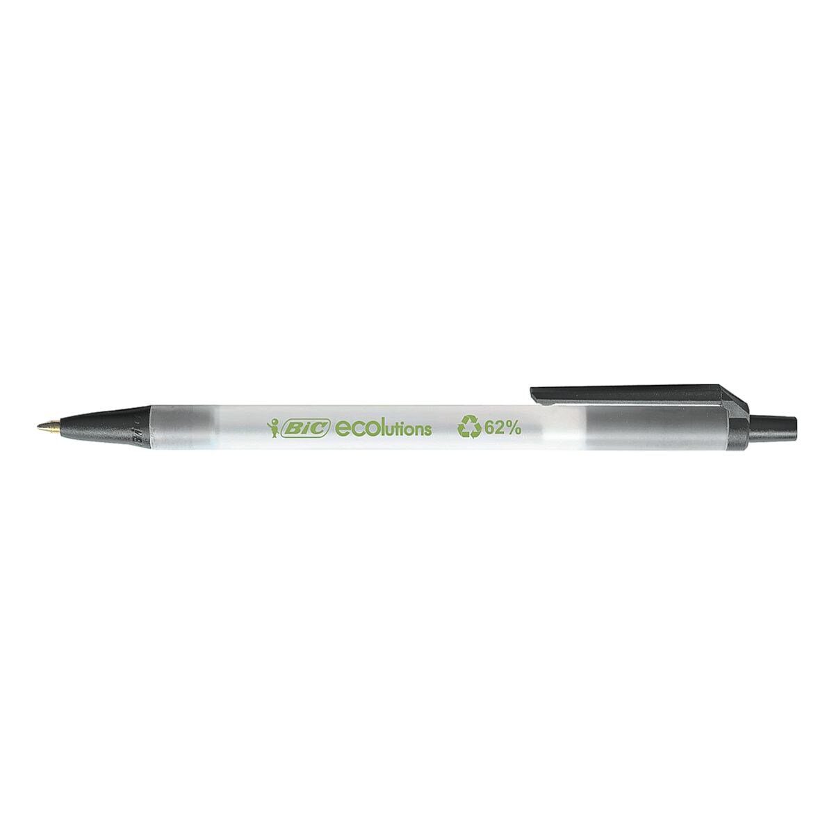 BIC Kugelschreiber Ecolutions Clic Stic, zu 62% recyceltem aus schwarz/transparent Material