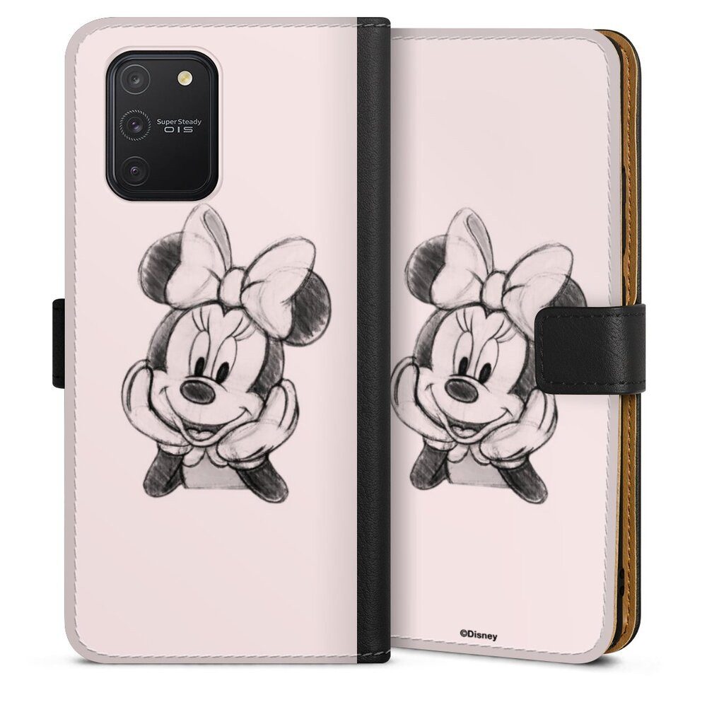 DeinDesign Handyhülle Minnie Mouse Offizielles Lizenzprodukt Disney Minnie Posing Sitting, Samsung Galaxy S10 Lite Hülle Handy Flip Case Wallet Cover