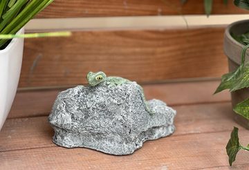 Stone and Style Gartenfigur Steinfigur Gecko auf Stein frostfest Steinguss