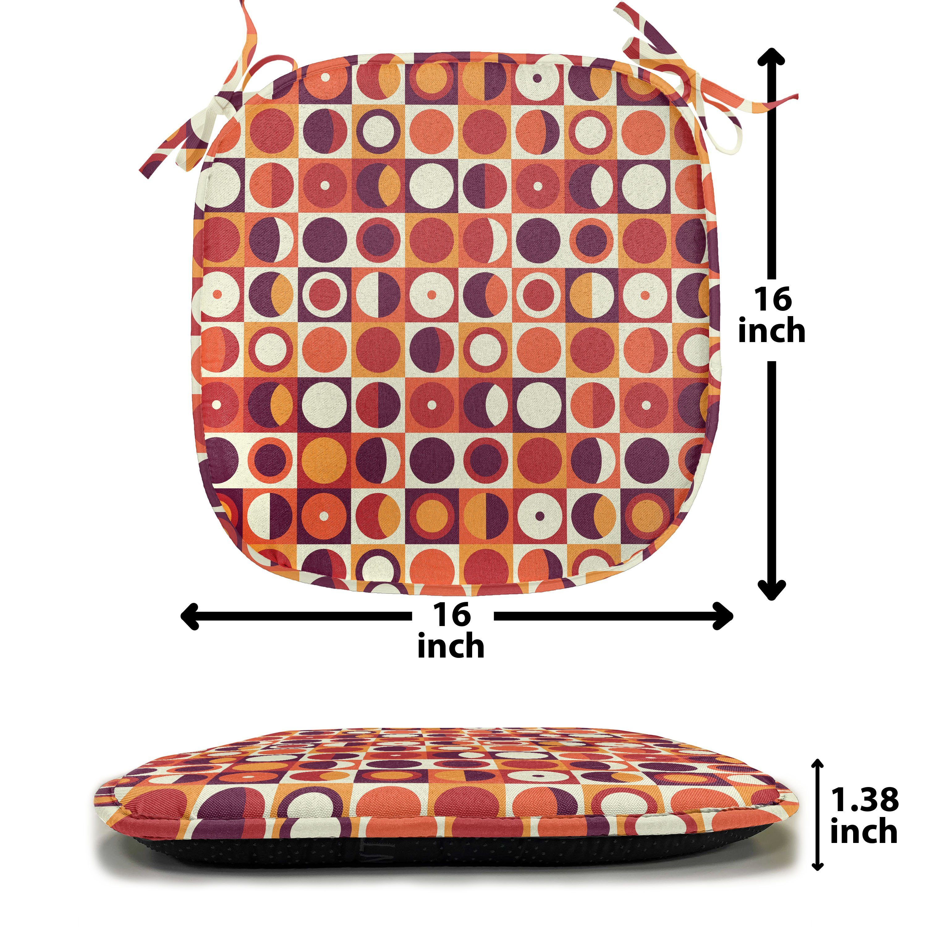 mit Küchensitze, Sixties Geometrisch Stuhlkissen wasserfestes Kissen Style Ovals Dekoratives für Riemen Abakuhaus