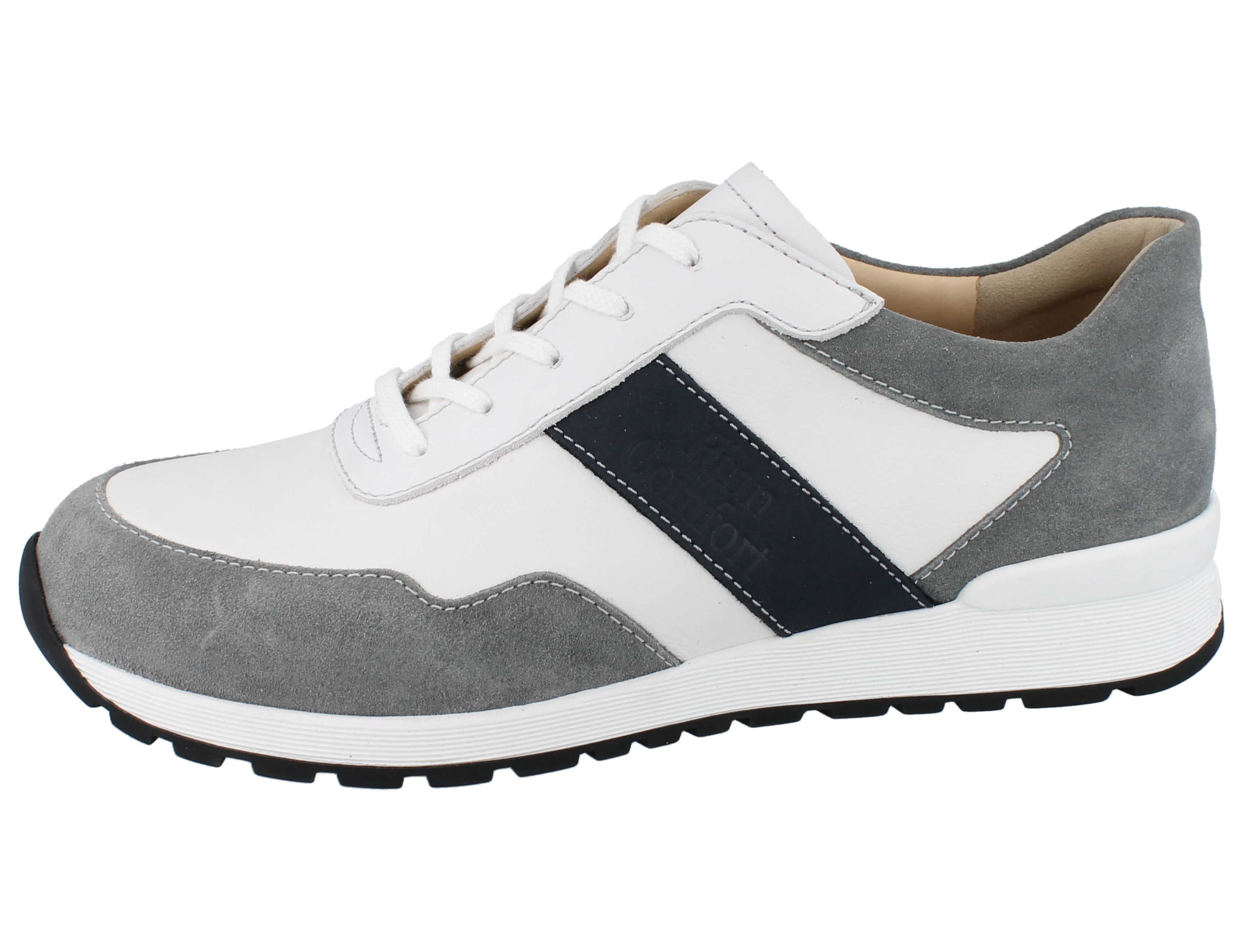 Finn Comfort FINN COMFORT Prezzo Herren Halbschuhe weiss grau blau Leder - Größe: Schnürschuh Wechselfußbett
