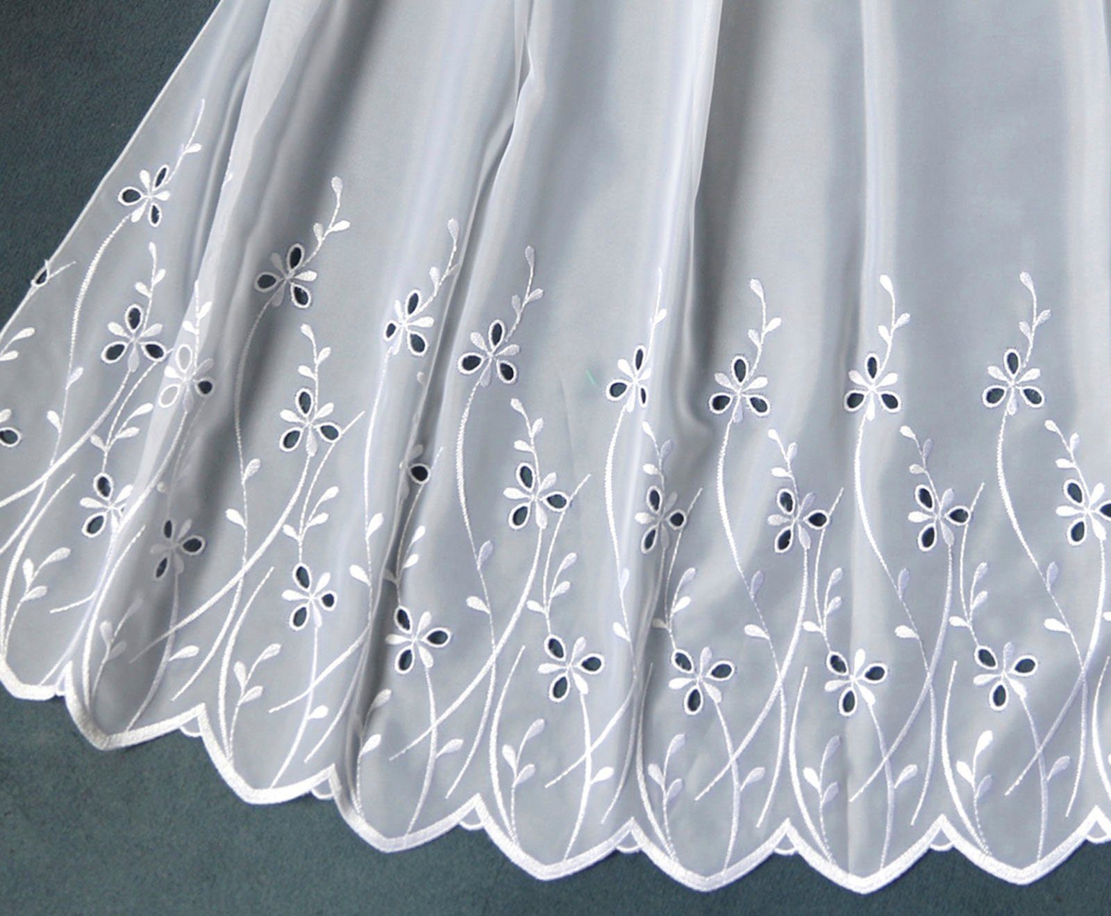 Weckbrodt Gardine Freising (1 St), Kräuselband, transparent, echte Stickerei, Lochstickerei, Voile, halbtransparent, Bordüre, Store