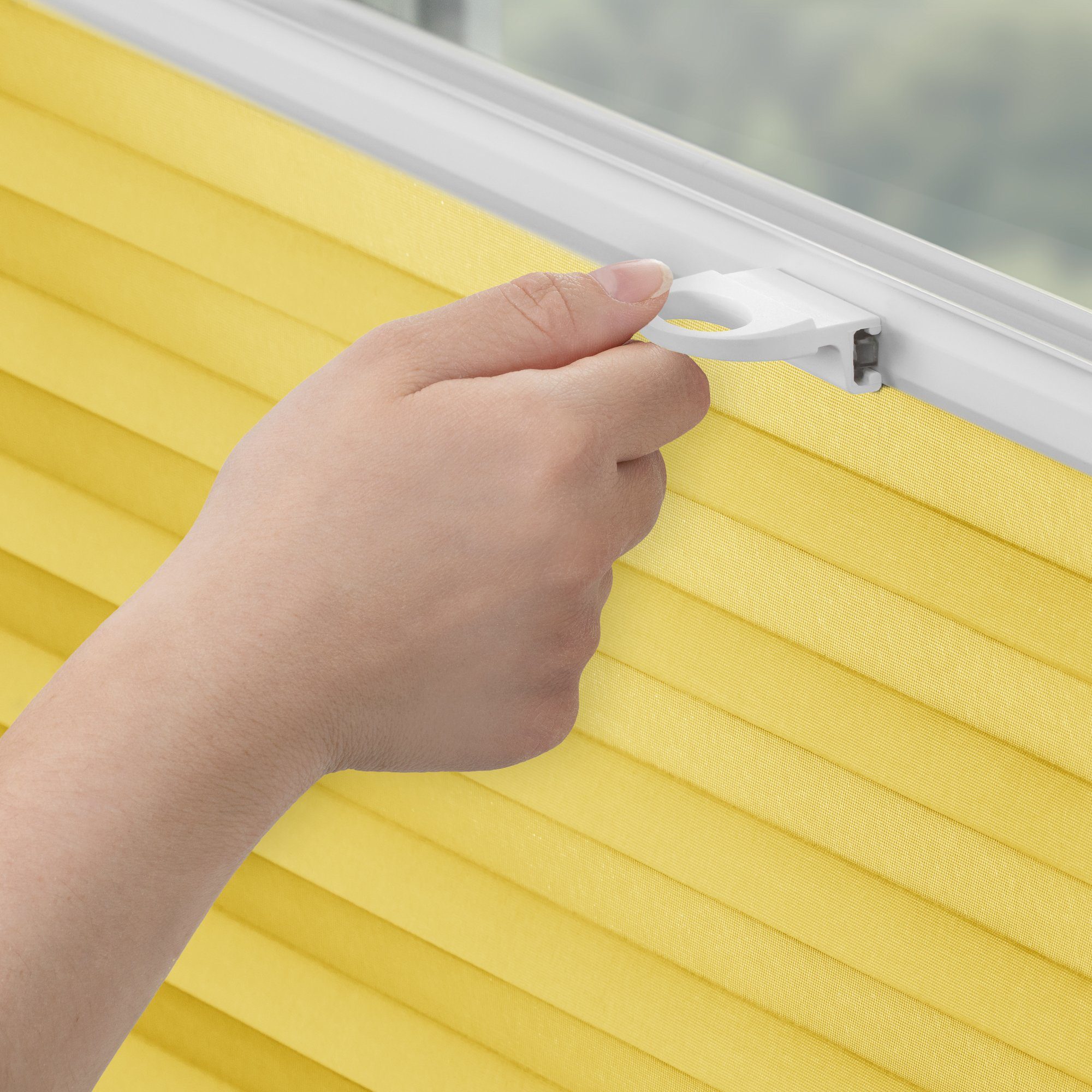 Thermo LICHTBLICK Schrauben Dachfensterplissee ORIGINAL, blickdicht, Plissee, mit Gelb ORIGINAL Schraubbefestigung, LICHTBLICK Bohren, Dachfenster