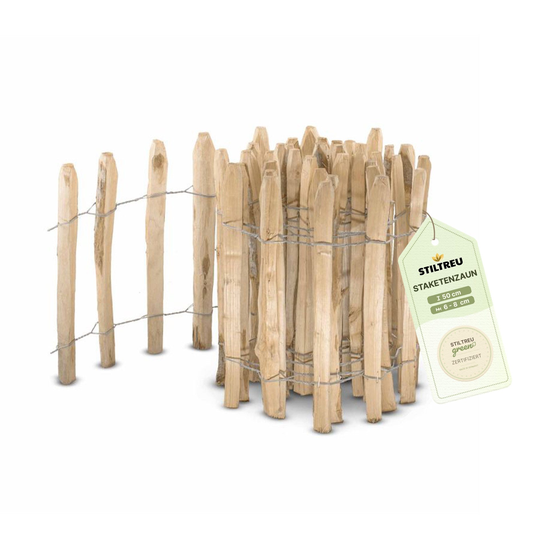 STILTREU Staketenzaun Englischer Staketenzaun aus Kastanie 5 m, Höhe 50 cm, günstig online kaufen