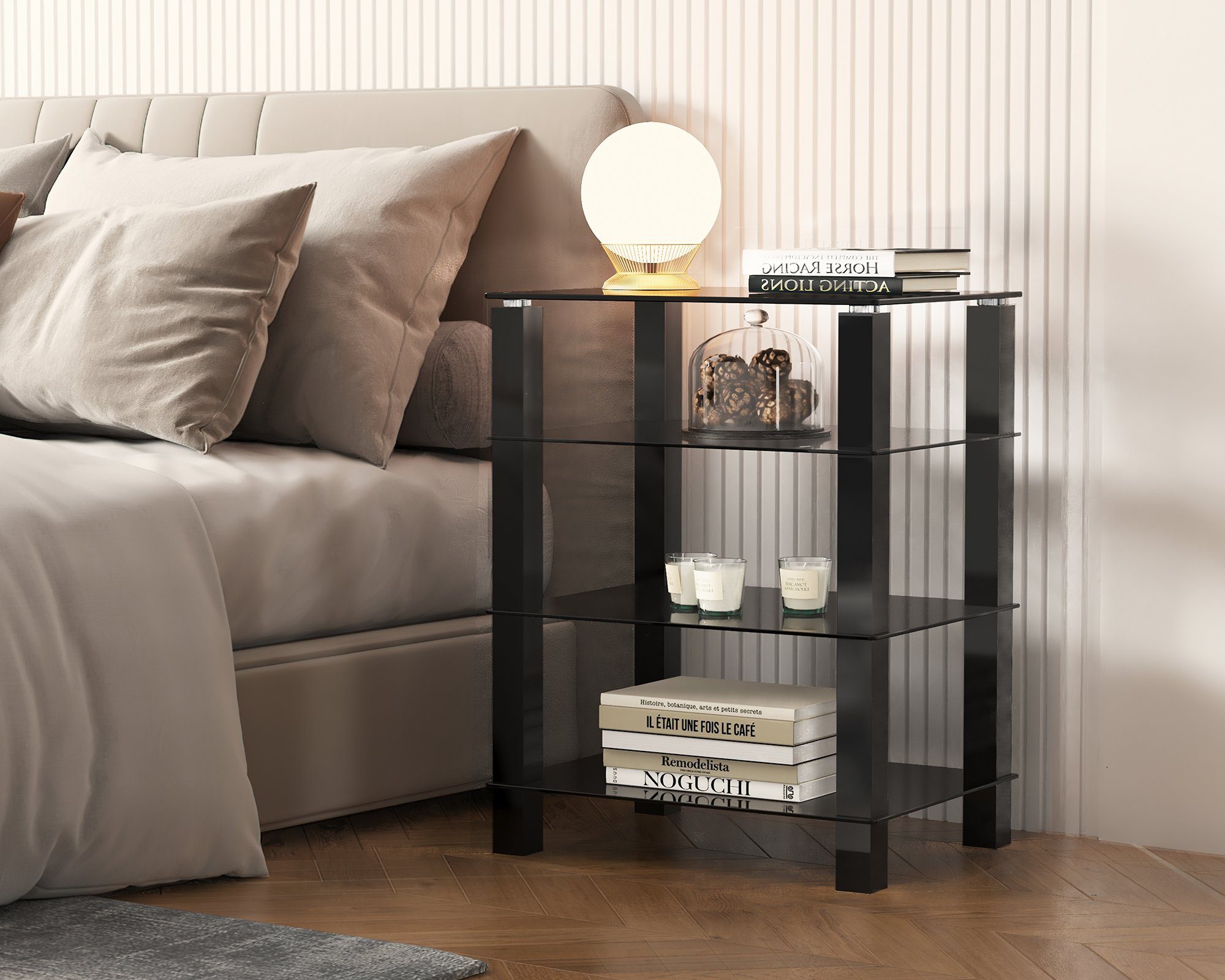 FITUEYES TV-Ständer, (HiFi Regal, Glas und Alu)