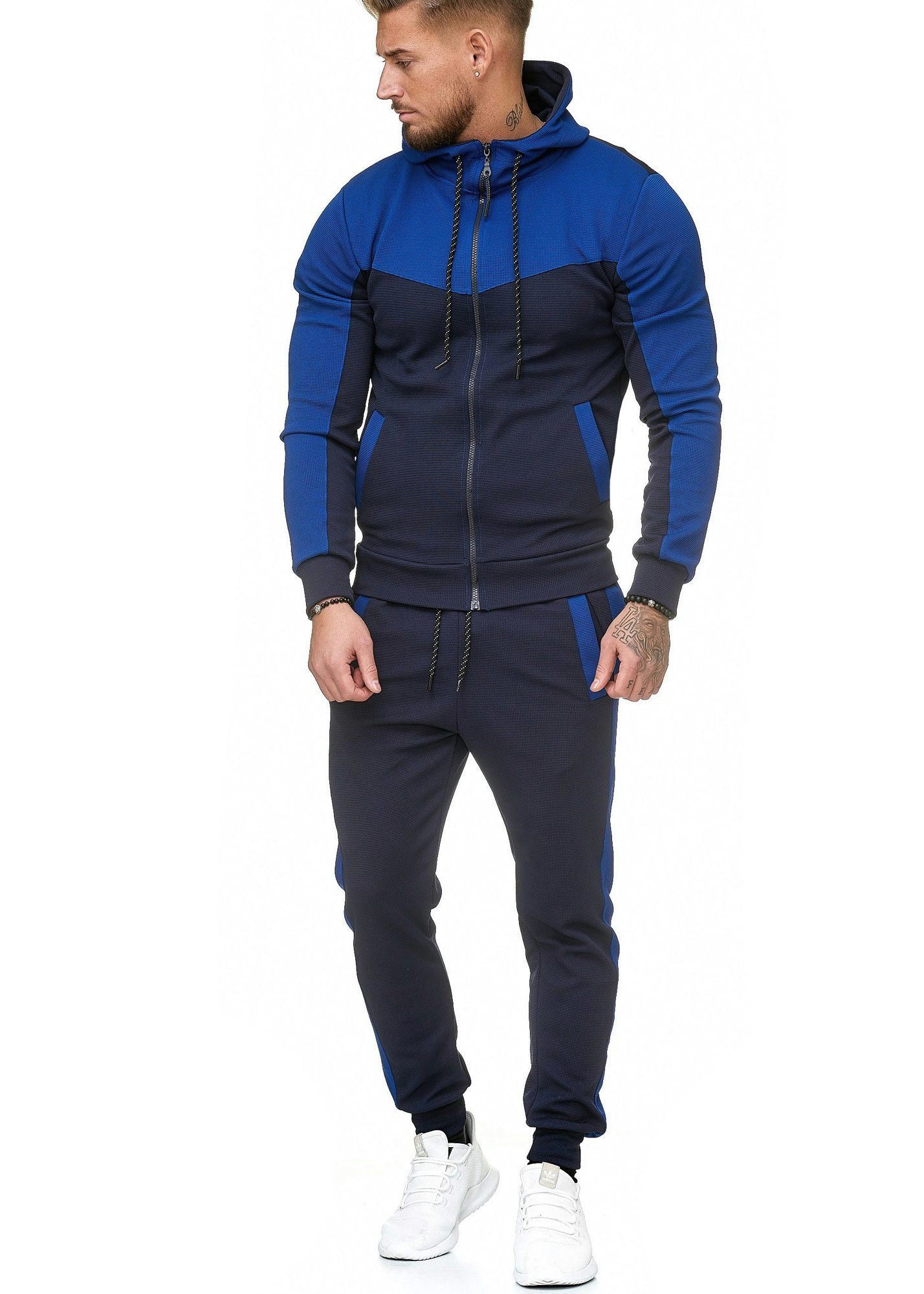 L.gonline Freizeitanzug Herren Trainingsanzug, Jogginganzug mit Kapuzenjacke 0986 (Kapuzenjacke mit Reißverschluss, Hose, 2-tlg., im modischem Design), Fitness  – Bild 2 von 4