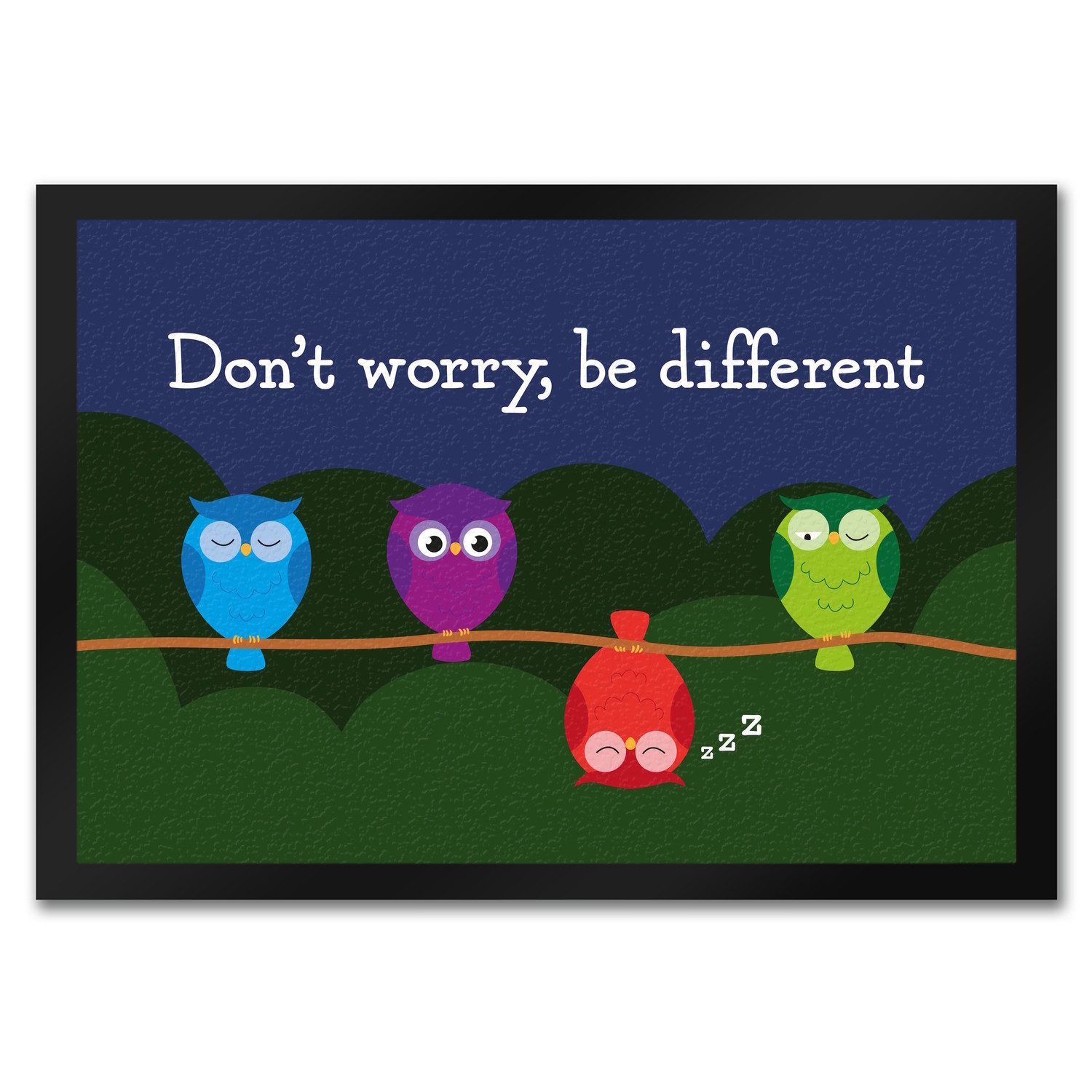 speecheese Fußmatte Eule Fußmatte in 35x50 cm mit Spruch Dont worry be different