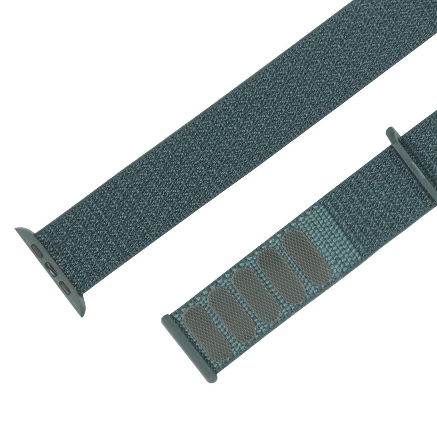 Uhren 49mm Nylon Stoff mit Apple Klettverschluss mit Smartwatch-Armband Watch für Band Serie Grün Ultra CoolGadget Gehäuse, Ersatz