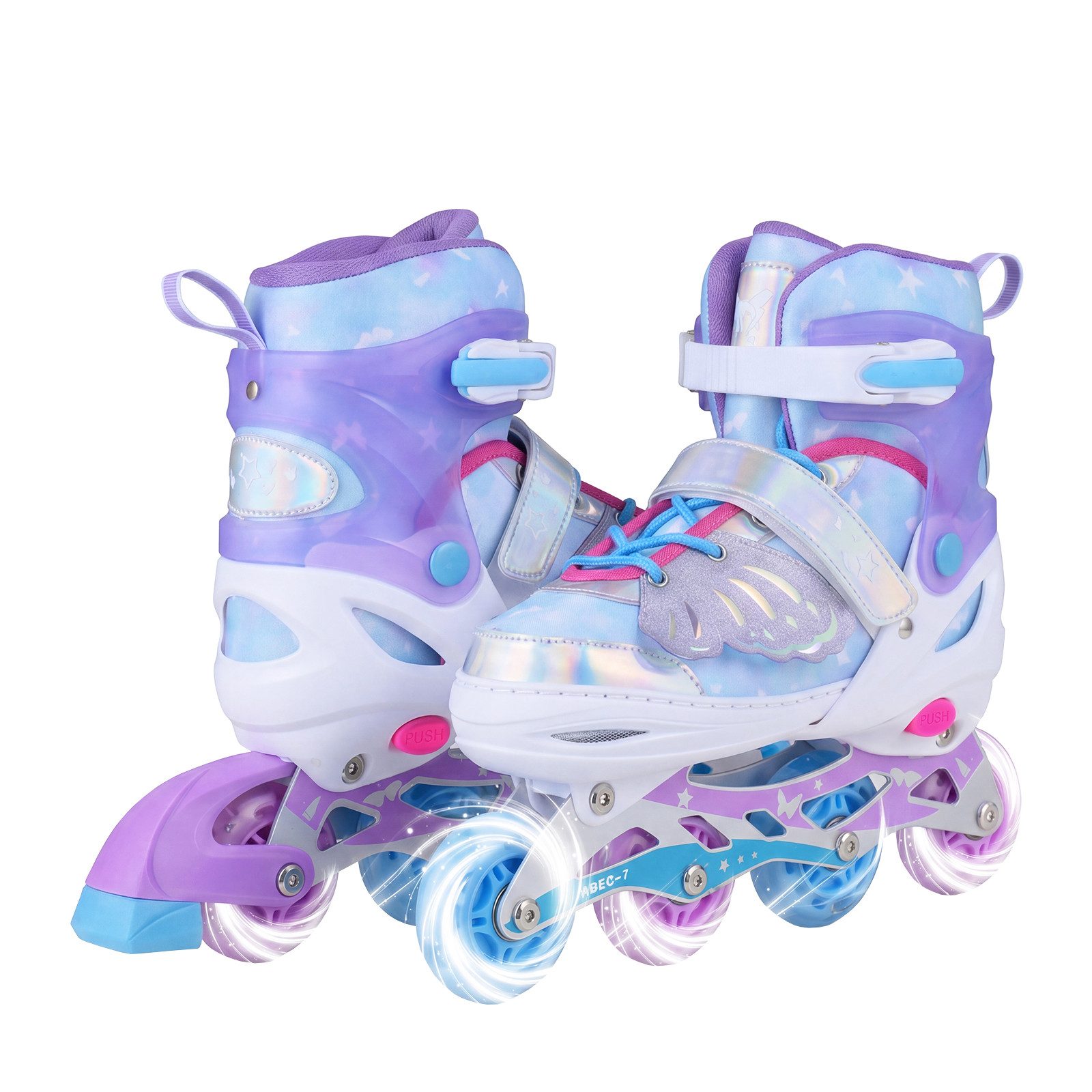 COSTWAY Rollschuhe, Kinder Inliner 4 Größen verstellbar mit LED Rädern