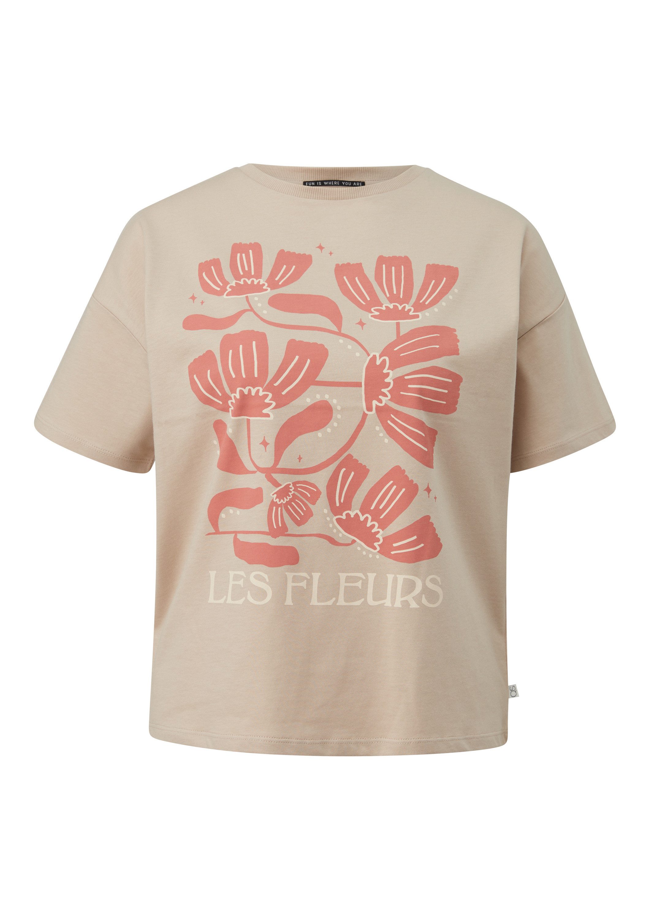 QS Kurzarmshirt T-Shirt Baumwollshirt mit überschnittener günstig online kaufen