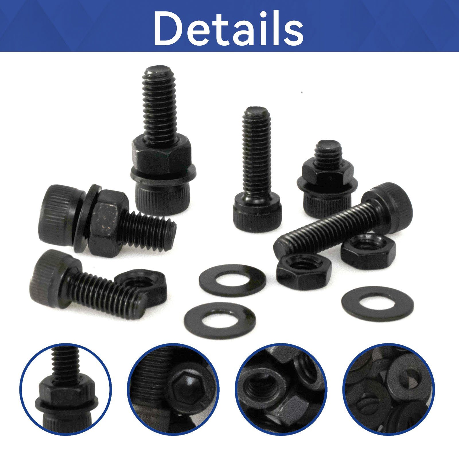 style home Schrauben-Set 813pcs M2 M3 M4 Zylinderschrauben, (813 St), Innensechskant Kohlenstoffstahl, Schwarz