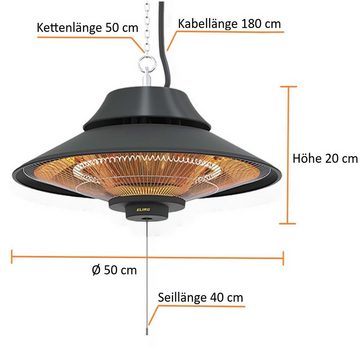 MirKraft Heizstrahler Elirg Deckenheizstrahler mit Heizleistung 2000 W Heizstrahler Infrarot, Balkonheizer, Carbon Infrarotstrahler, Terrassenstrahler,360° Wärme