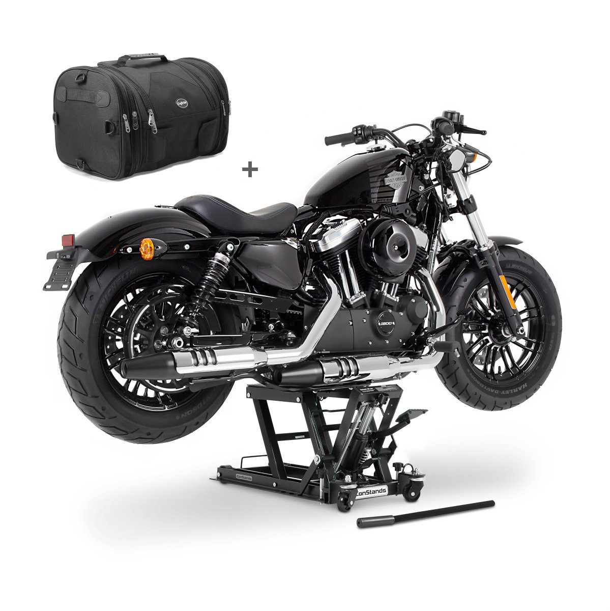 ConStands Motorradheber Set Motorrad Hebebühne # Midlift L schwarz + Hecktasche RB1 SM17 CB380