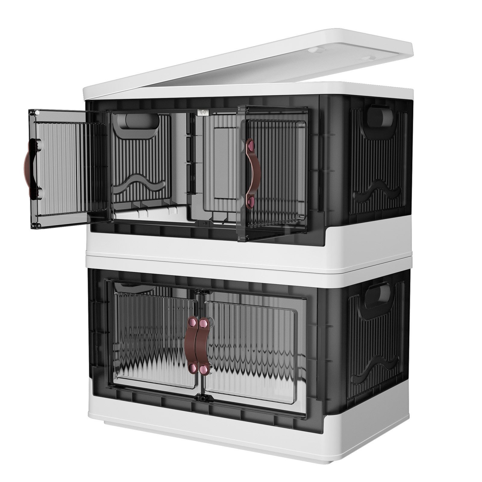 POPOLIC Aufbewahrungsbox Stapelbare Aufbewahrungsbox mit Rädern, Deckel (Ku günstig online kaufen