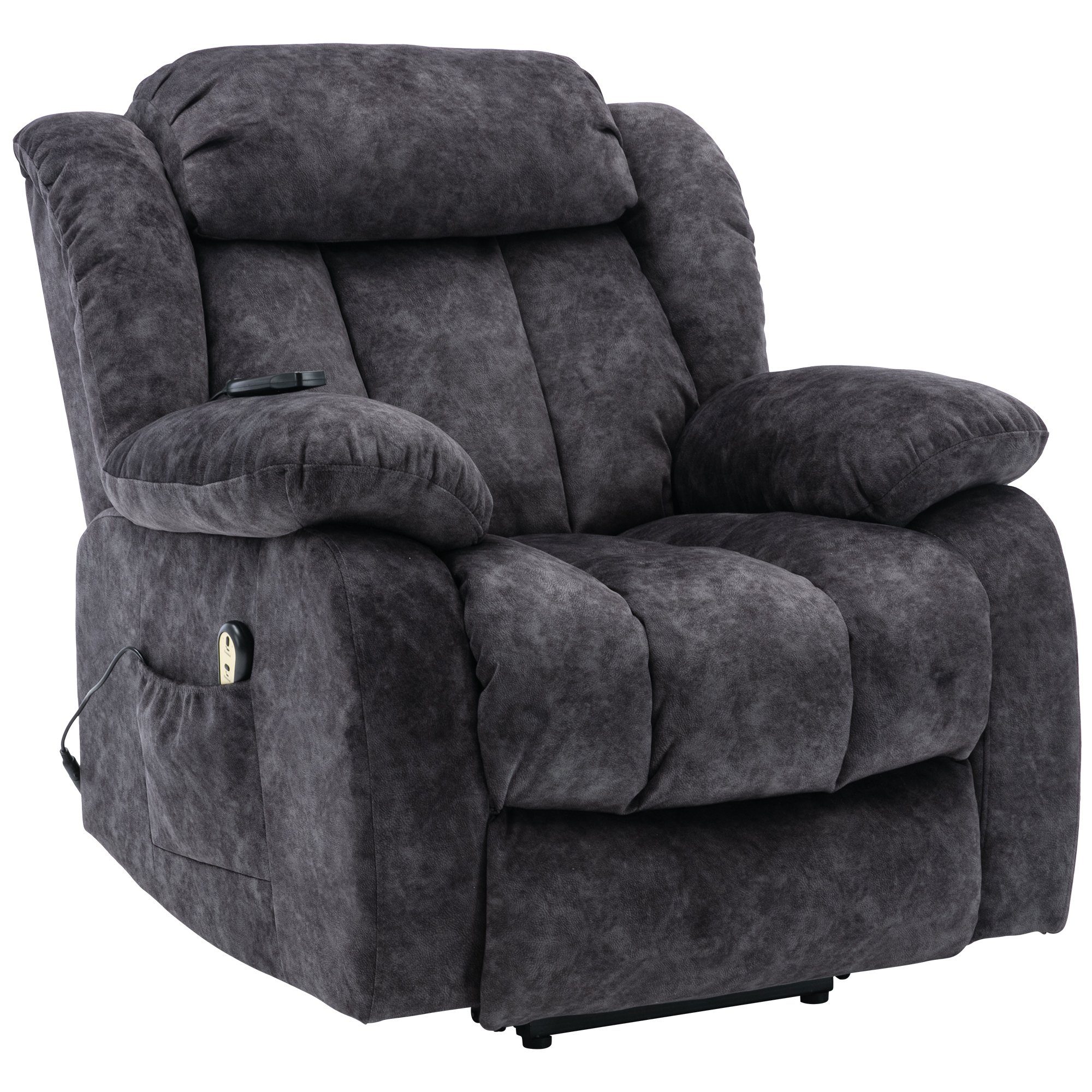 BlingBin Sessel Elektrischer Massagestuhl mit Aufstehhilfe 92*102*100CM  Grau (Ruhesessel Relaxsessel Wärmefunktion mit Fernbedienung), Elektrische  Einstellung