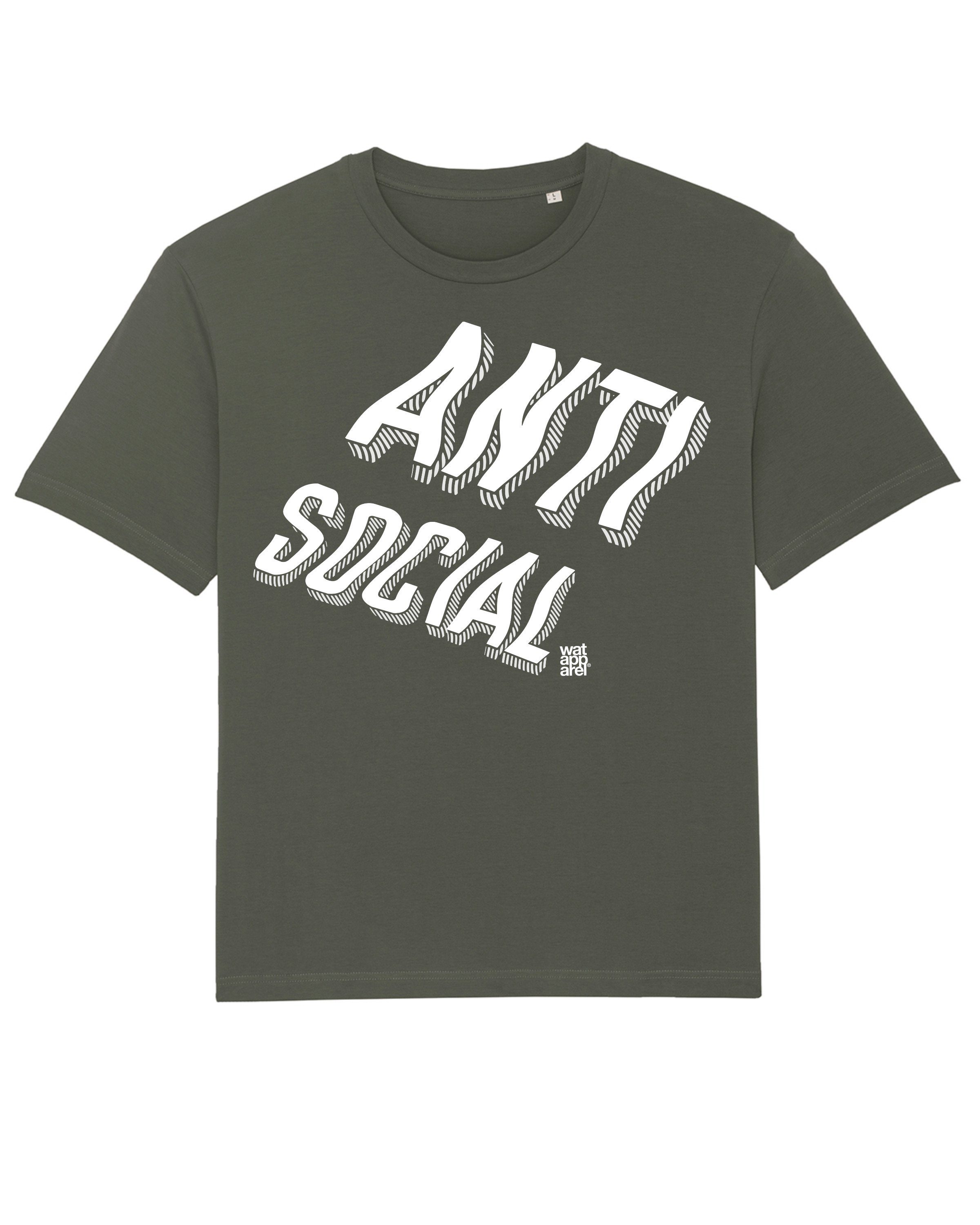wat? Apparel Print-Shirt Anti social (1-tlg) Khaki