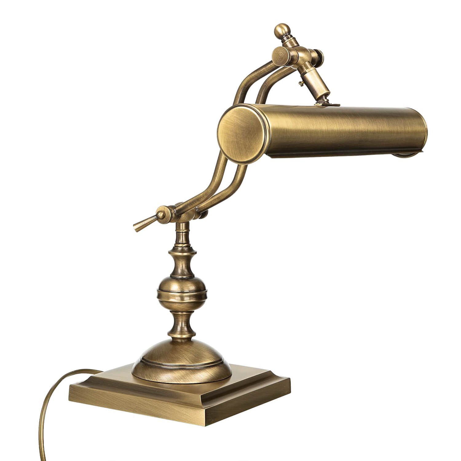 Licht-Erlebnisse Schreibtischlampe LAMPADE SCRIVANIA, ohne Leuchtmittel, Verstellbare Tischlampe Messing massiv Bronze H:39cm E14 Handarbeit