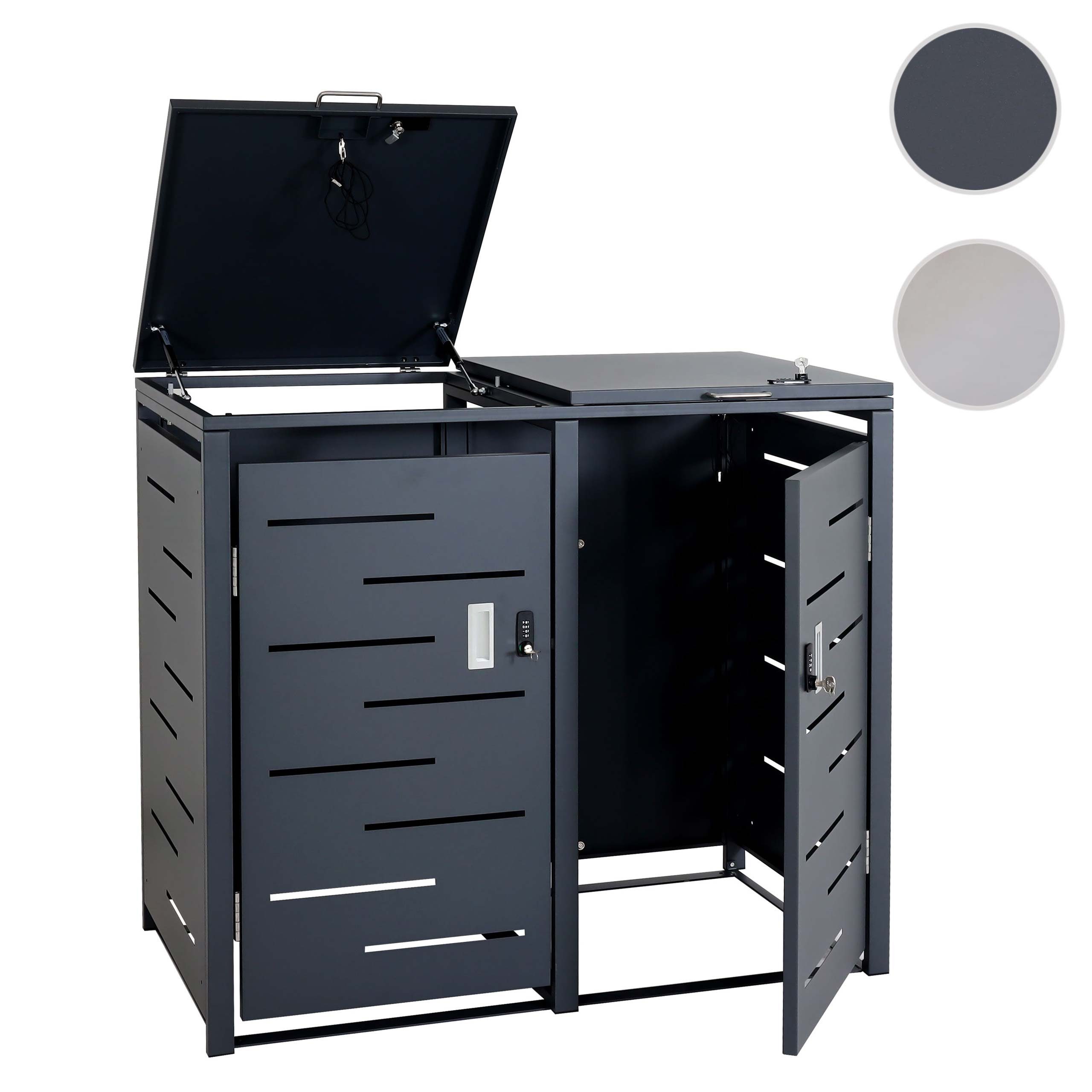 MCW Mülltonnenbox MCW-E83-2-120, Belüftungsschlitze, abschließbar, von oben zu öffnen