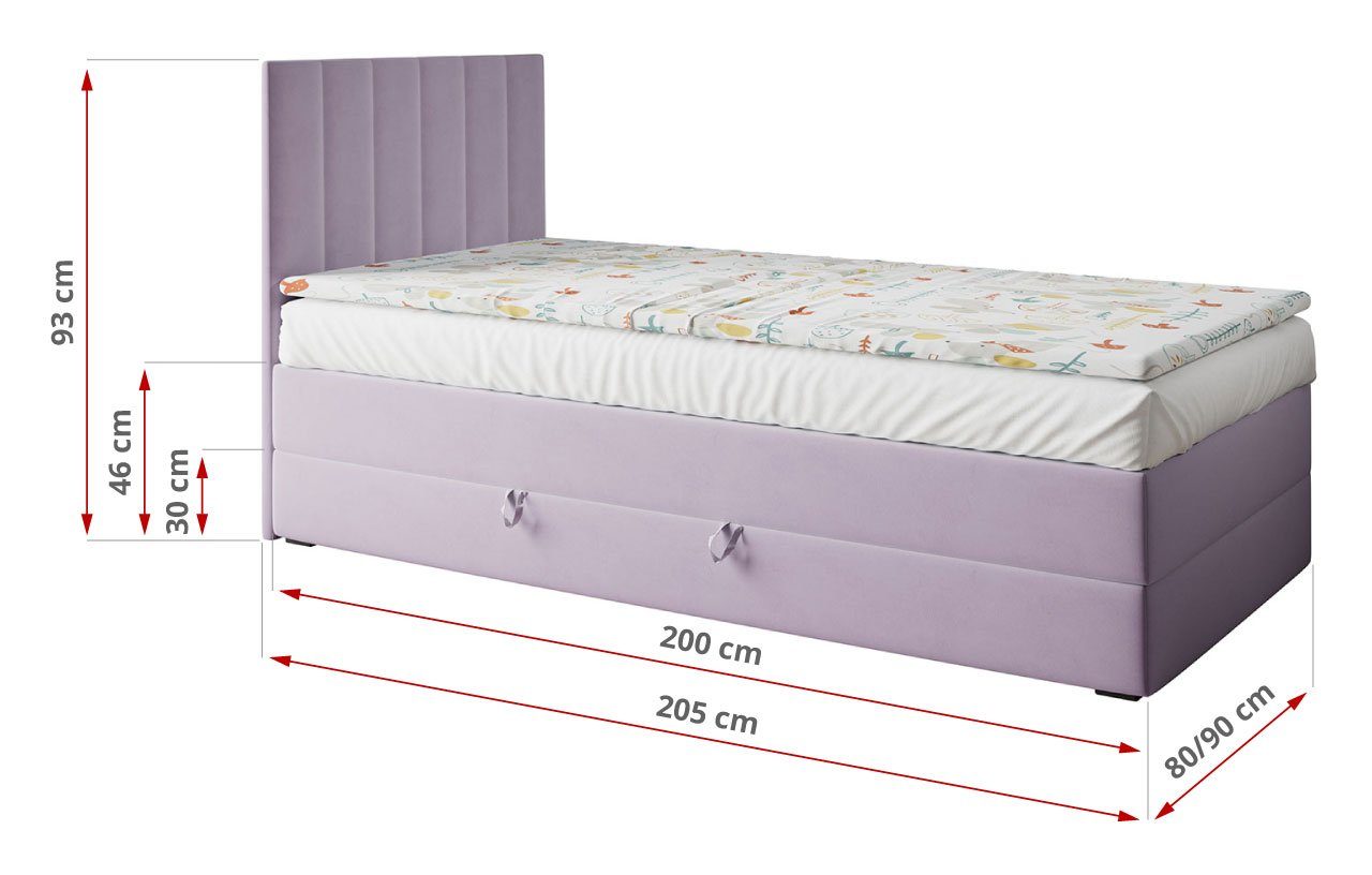 MÖBEL Violett 90x200 - Kinderbett 1, und Polsterbetten Jugendzimmer LAURA Kinderzimmer MKS für