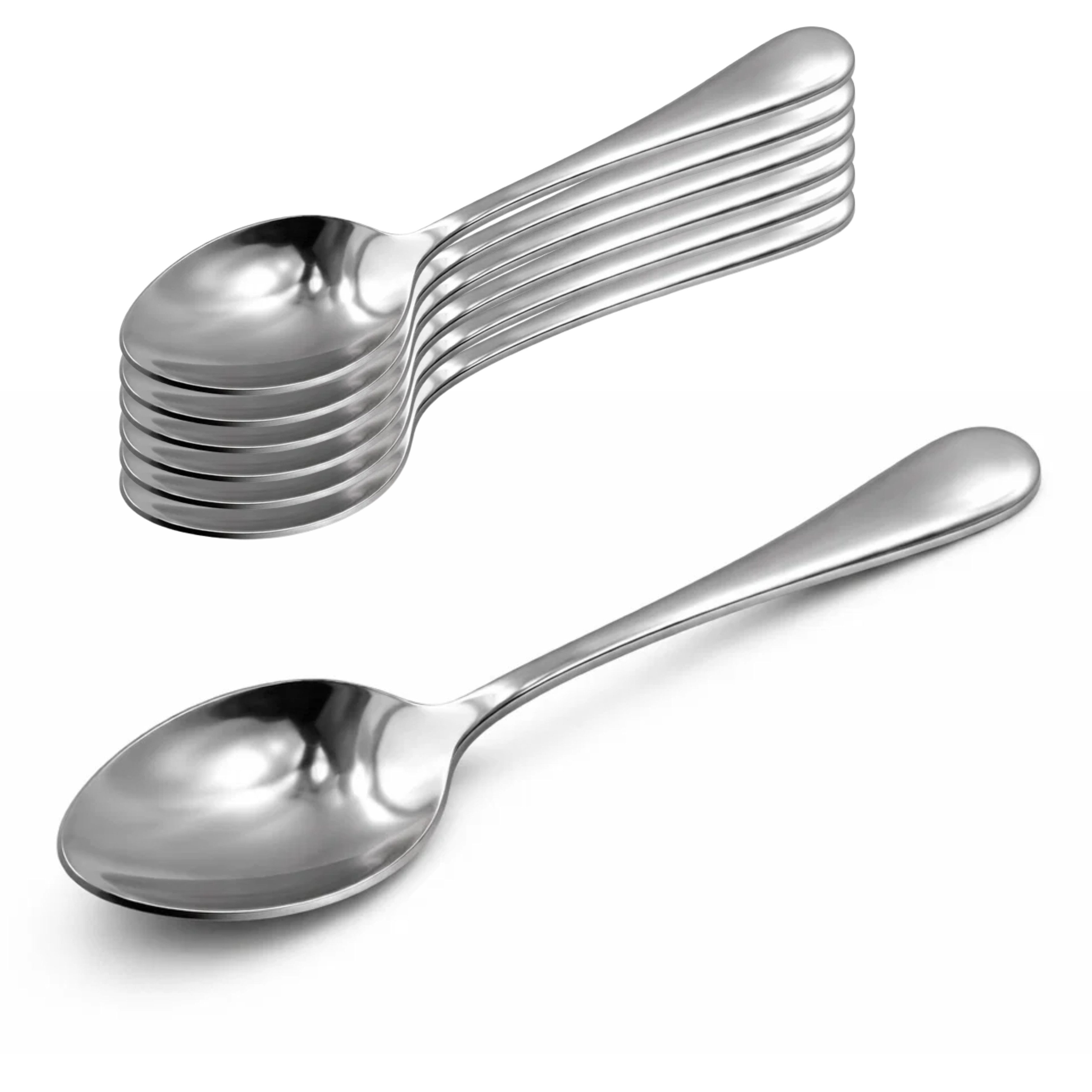 mikken Espressolöffel 6er Set Espressolöffel Edelstahl 18/10 poliert – 11 cm (6 Stück), langlebig, poliert, Dessertlöffel