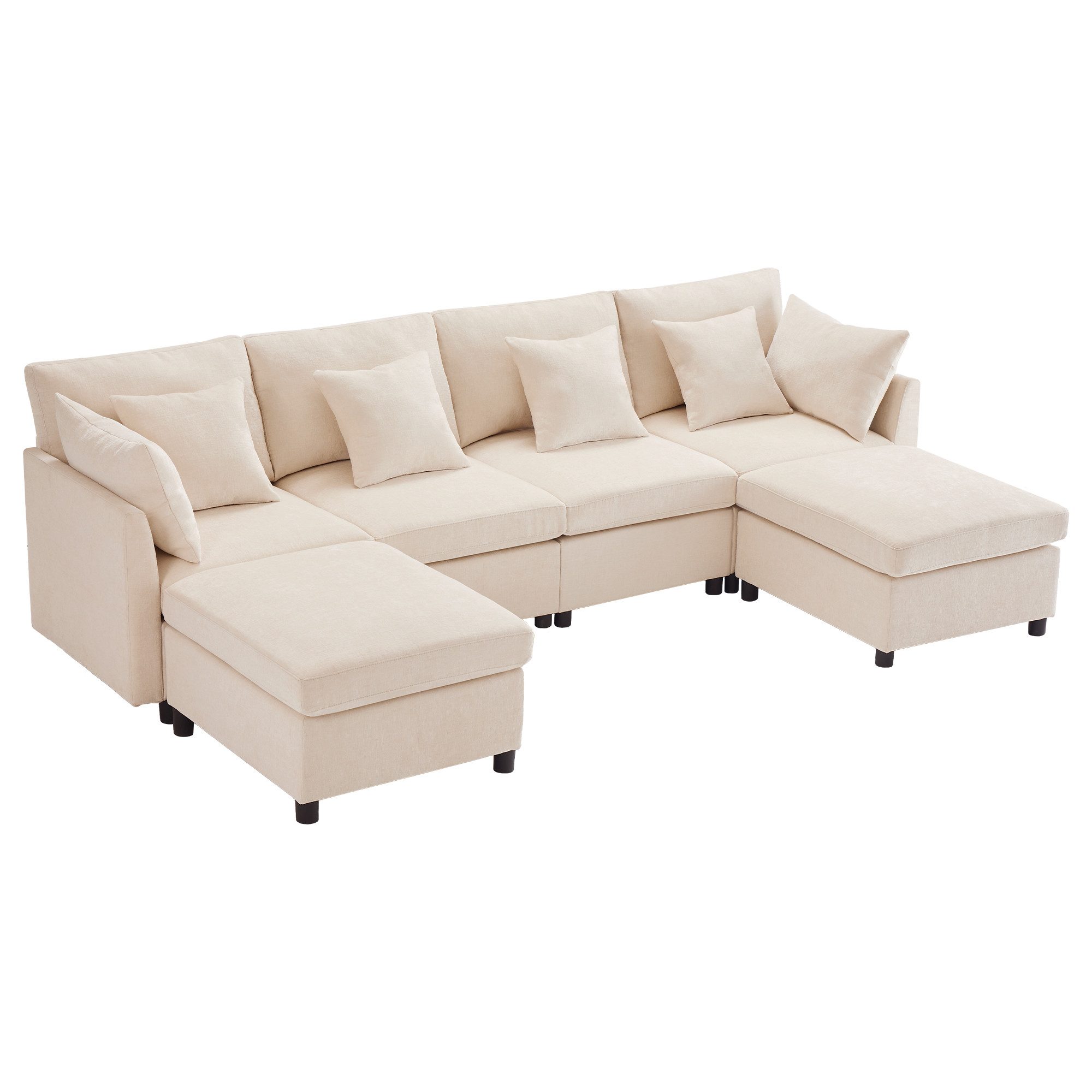 Merax Ecksofa U-förmiges Sofa aus Chenille-Stoff, 1 Teile, Modulares Couch günstig online kaufen