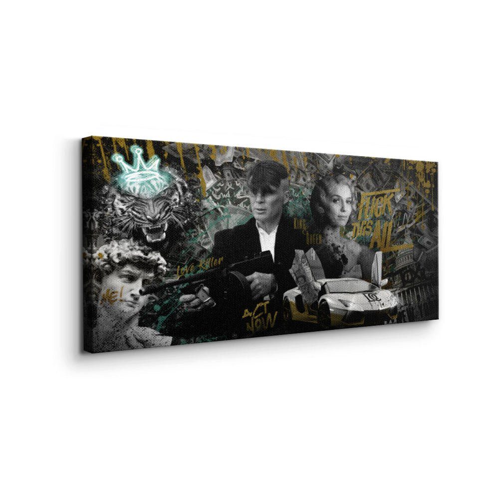 Wandbild DOTCOMCANVAS® Blinders Premium Leinwandbild, - Peaky Rahmen - Erfolgsbild Panorama schwarzer