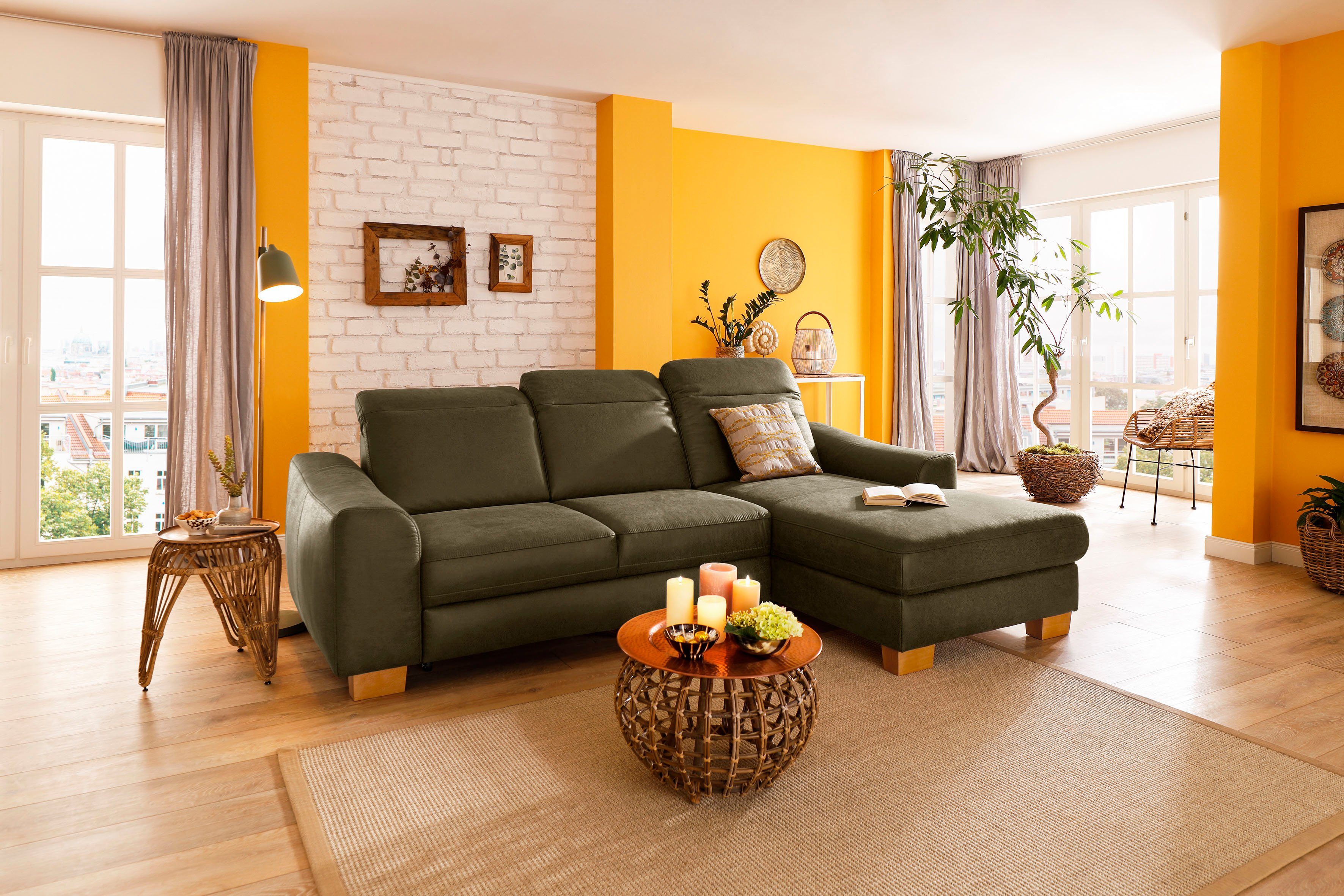 Home affaire Ecksofa Dundee L-Form, wahlweise mit Kopfteilverstellung und zusätzlich mit Bettfunktion