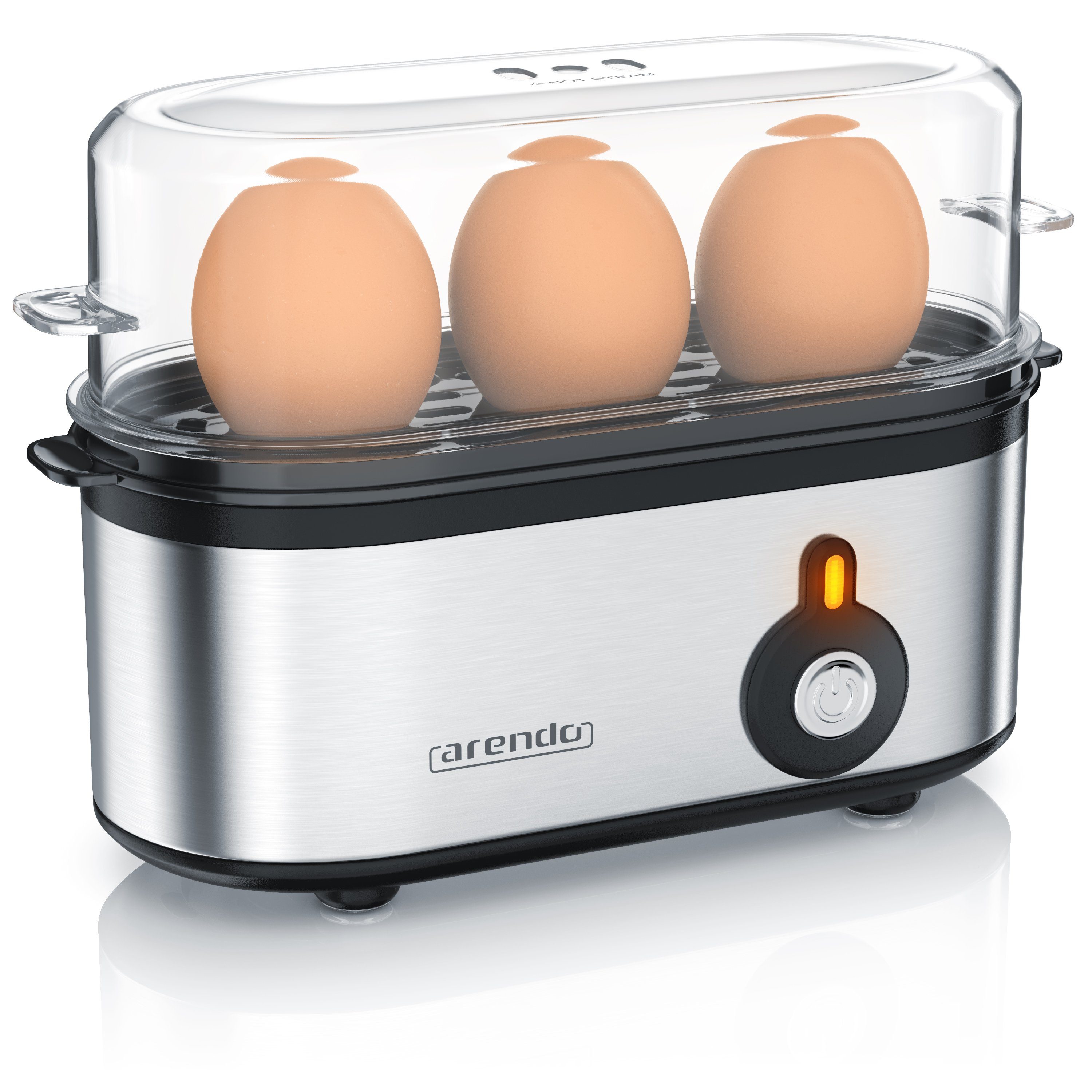 Arendo Eierkocher, Anzahl Eier: 3 St., 210 W, Edelstahl Eierkocher für 1-3  Eier