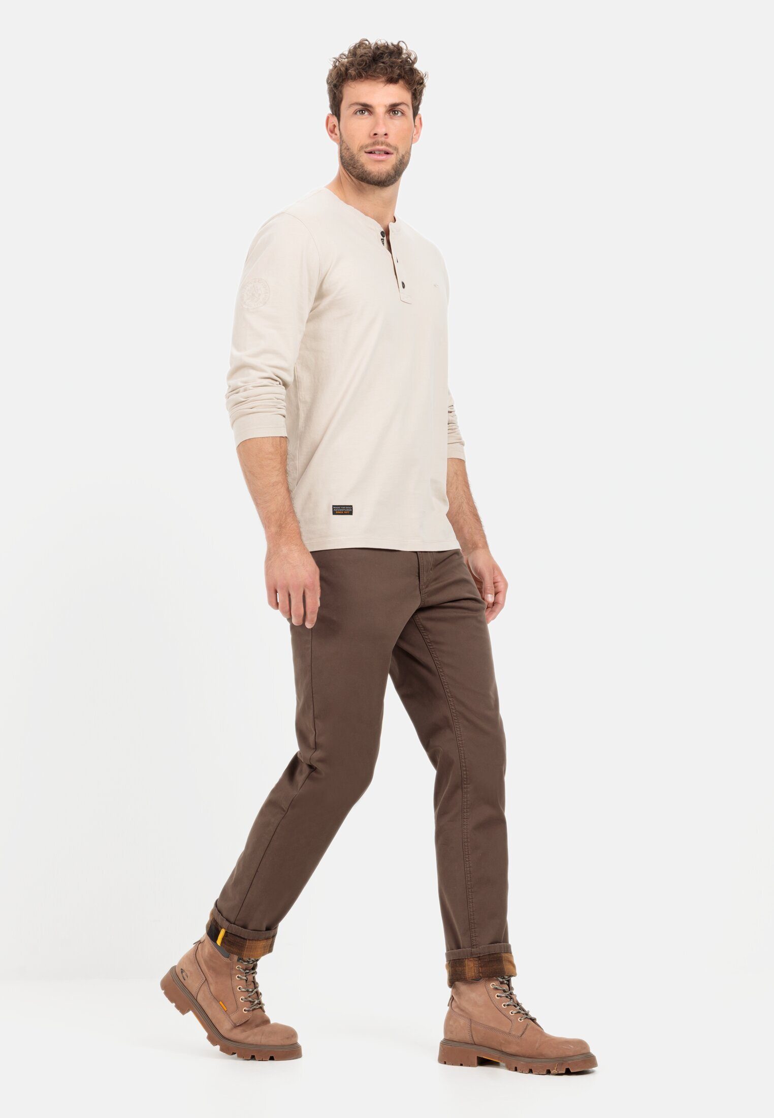 5-Pocket camel 5-Pocket-Jeans active Hose mit Thermofutter Khaki Regular Fit