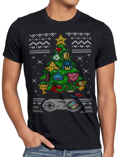 style3 Print-Shirt Herren T-Shirt 16-Bit Ugly Sweater x-mas pulli weihnachtsbaum