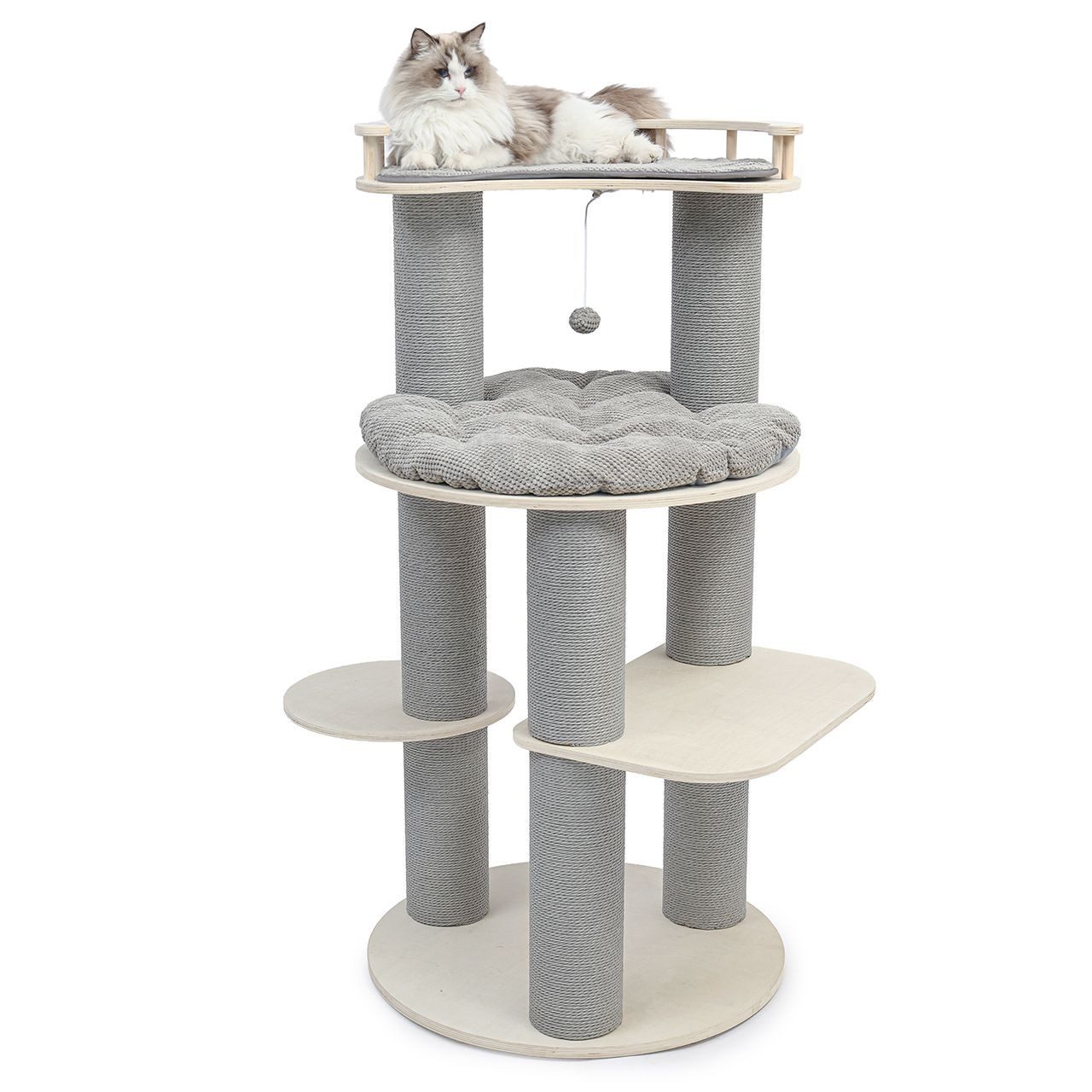 Canadian Cat Company Kratzbaum Miles, stabiler Katzenbaum mit Relingbett, 135,5cm