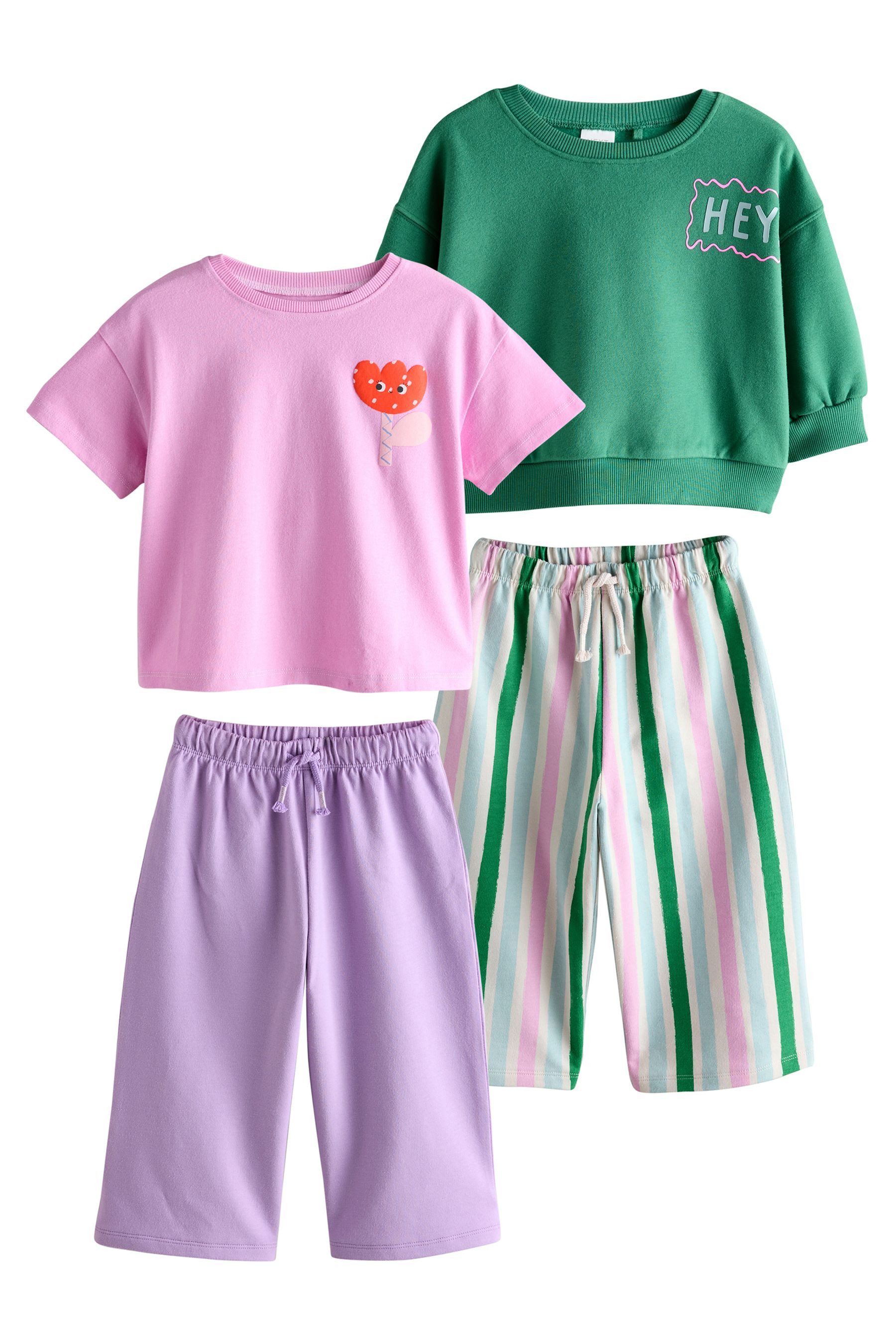 Next Top & Hose Oberteil und Hose mit weitem Bein im Set, 2er-Pack (4-tlg)
