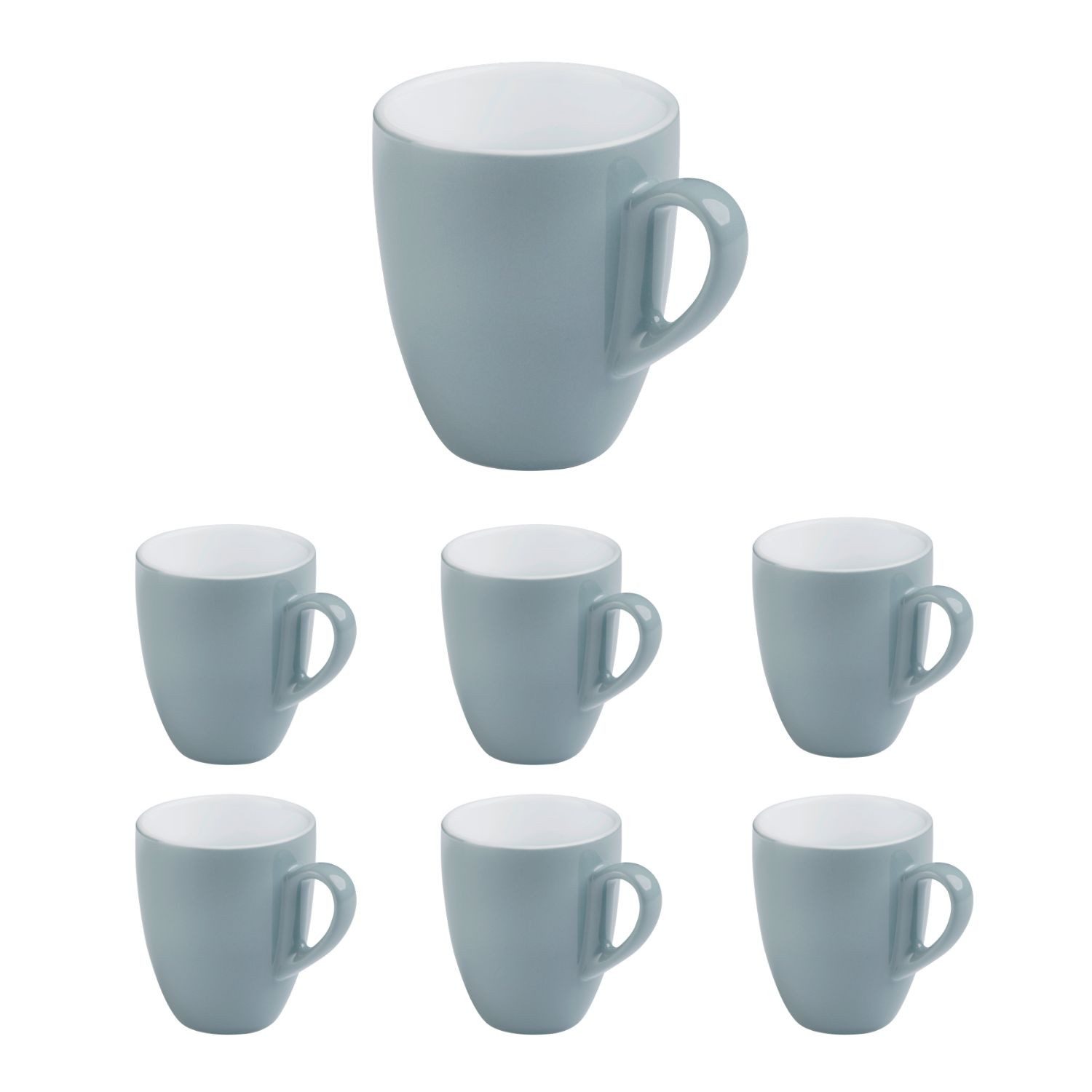 APS Tasse SNUG, 6-tlg., Porzellan, Ø 8,5 cm, H: 10 cm, 330 ml, Porzellan, Griff: 3 cm